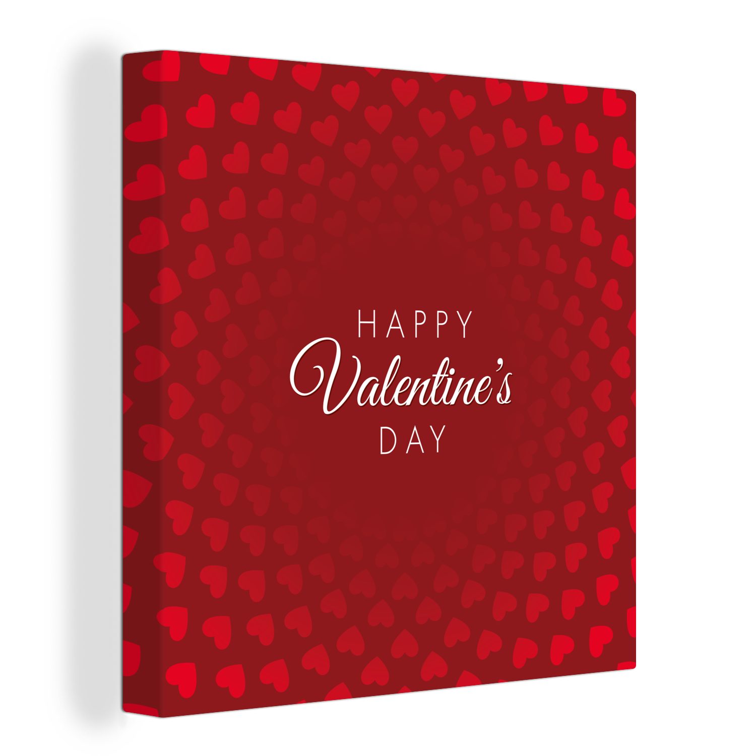 OneMillionCanvasses® Leinwandbild Muster zum Valentinstag mit dem Zitat "Happy Valentine's day, (1 St), Leinwand Bilder für Wohnzimmer Schlafzimmer