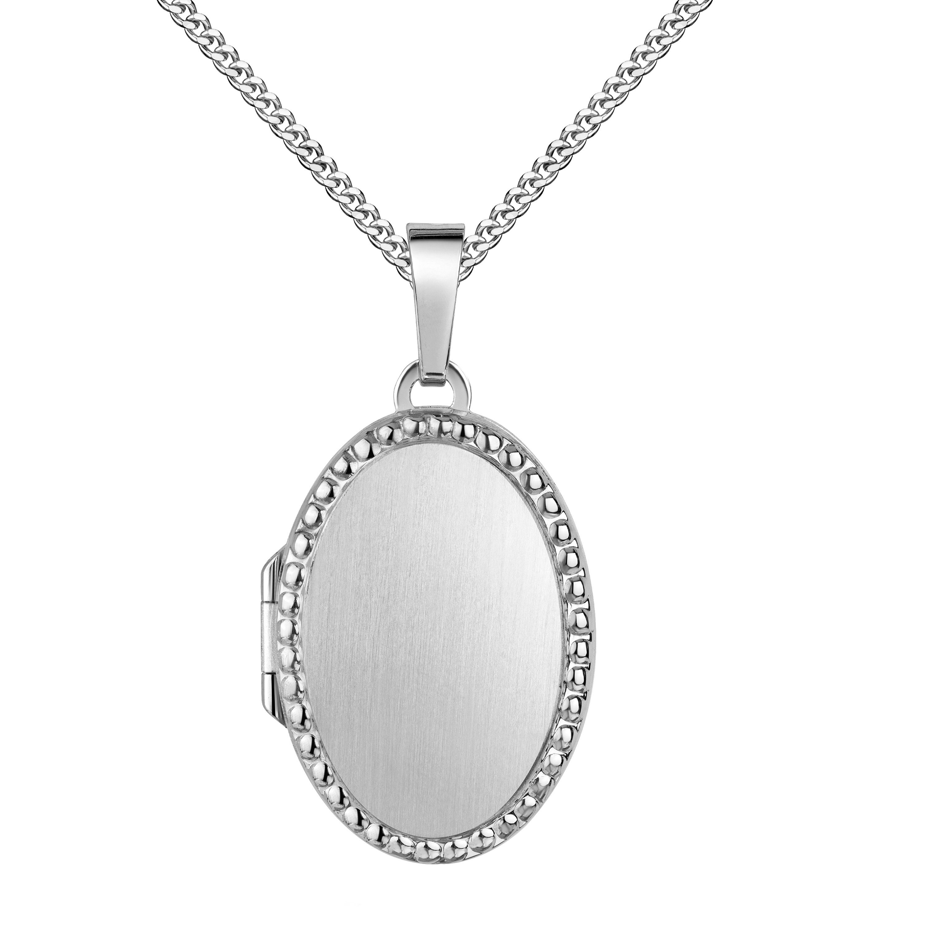 Amulett 925 Silber Medaillon Anhänger für Bilder und Fotos mit Randverzierung