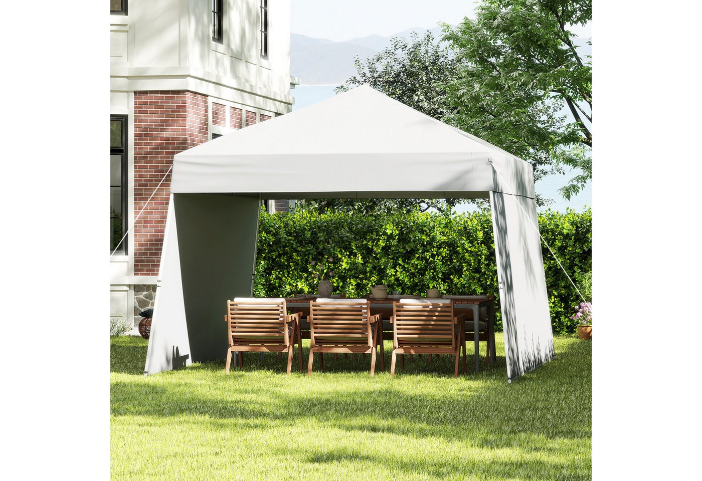 Thumbnail - KOMFOTTEU Faltpavillon, Pop-up Pavillon mit 2 Seitenwänden, 8 Heringen & 4 Windseilen