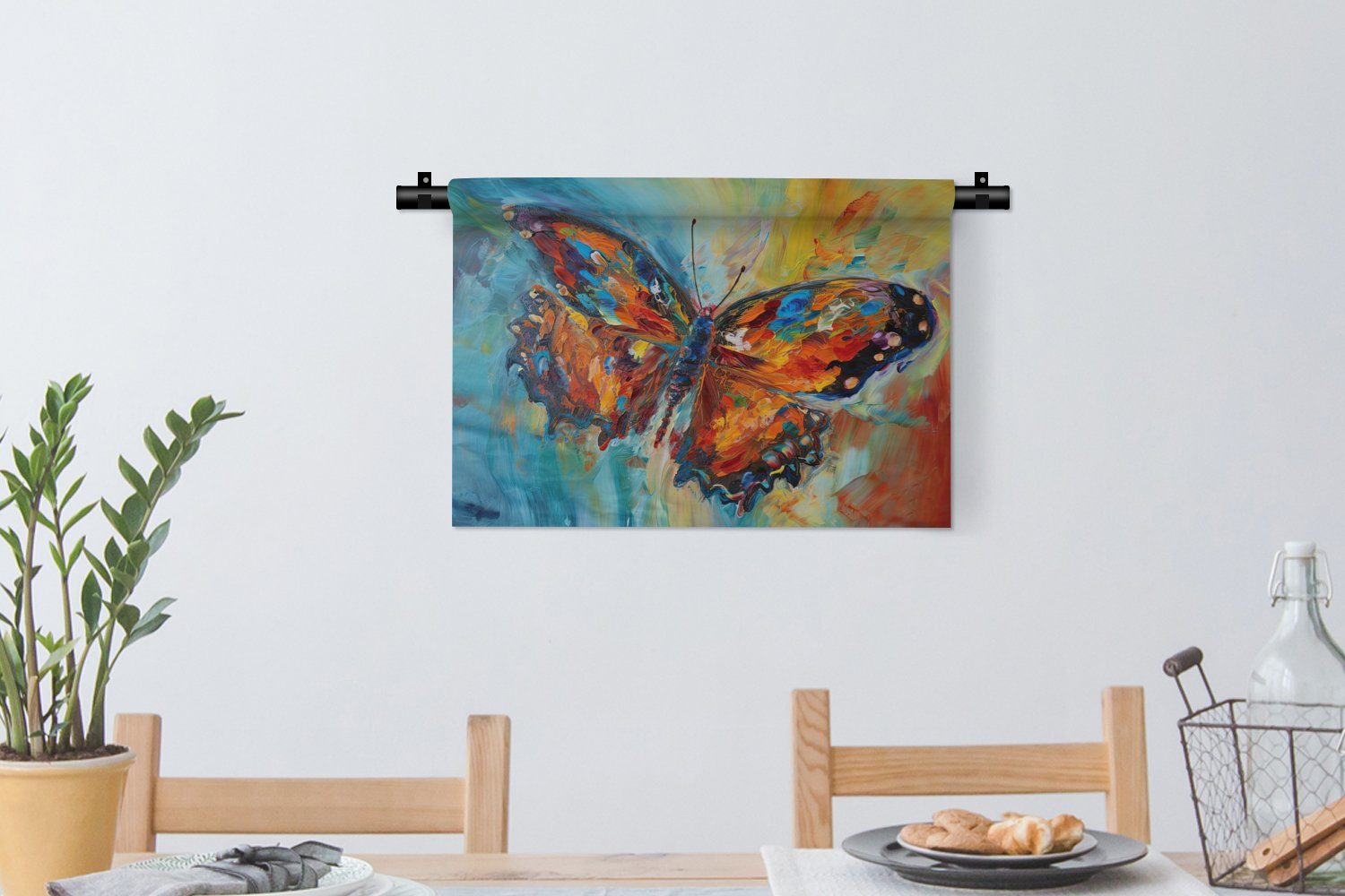 MuchoWow Wanddekoobjekt Schmetterling - Wandbehang, - Kleid, Kunst für Kinderzimmer Wanddeko Farben Malerei, - Schlafzimmer, Wohnzimmer