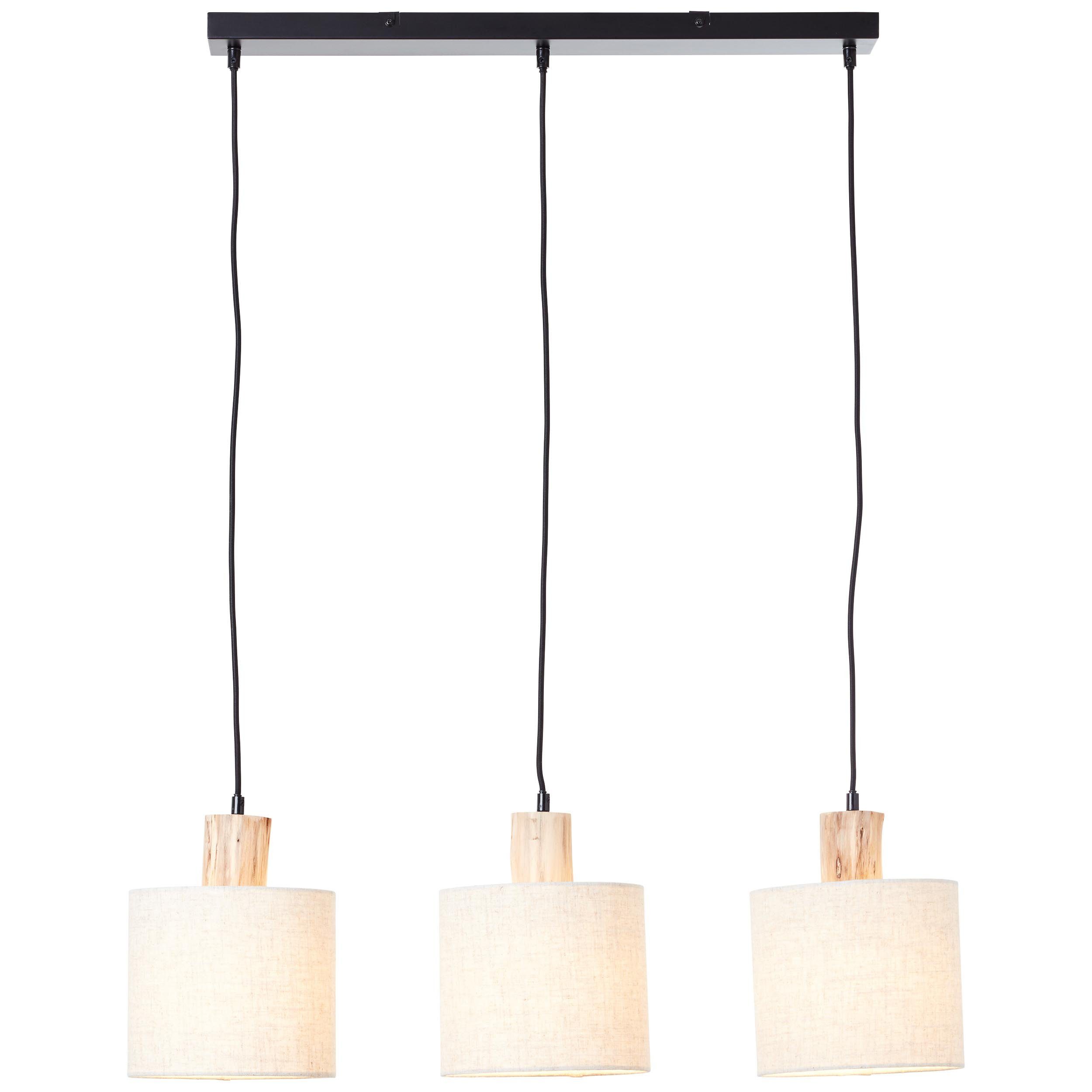 Brilliant Pendelleuchte Pia, ohne Leuchtmittel, Hängelampe 3flg Balken schwarz/natur