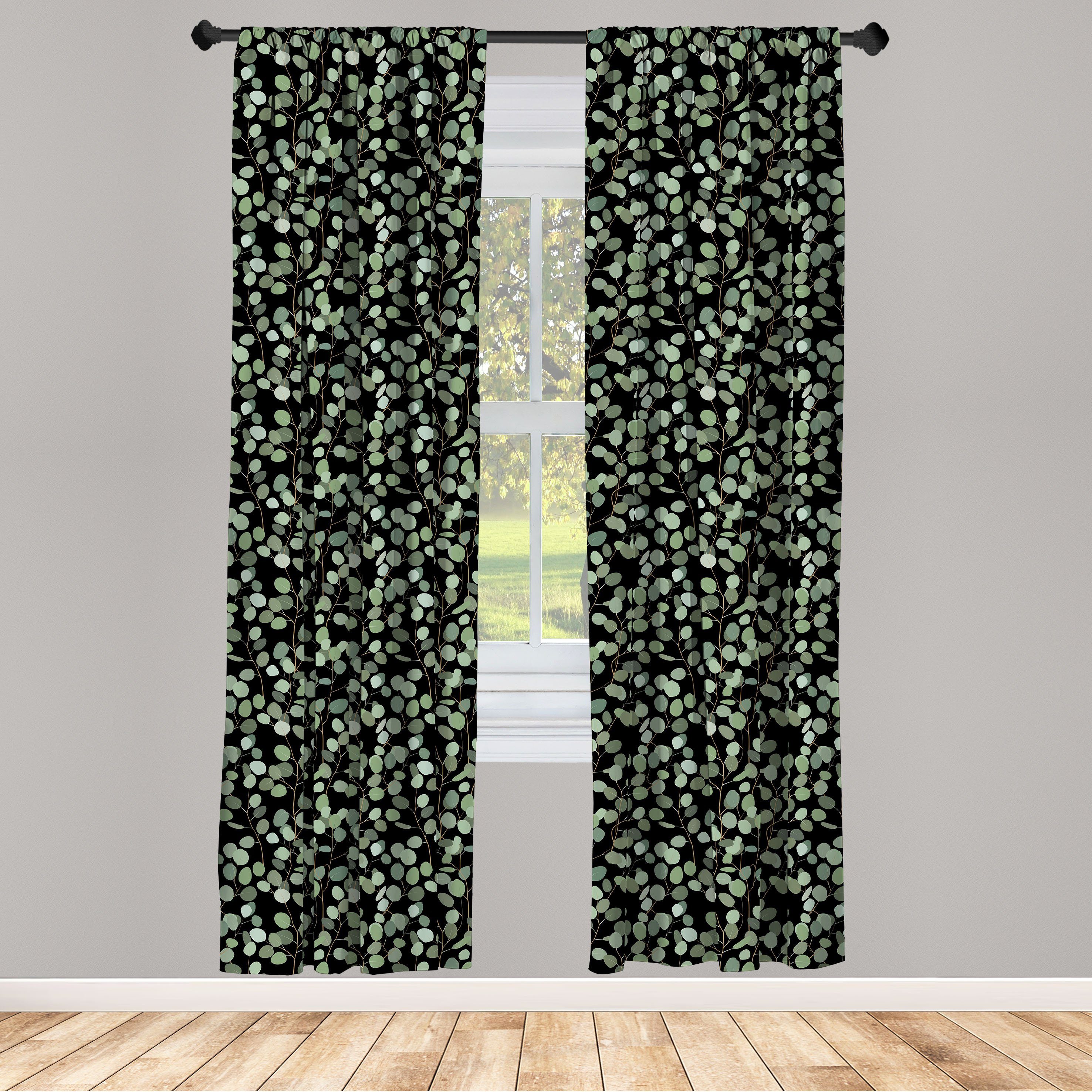 Gardine Vorhang für Wohnzimmer Abakuhaus, Hand Dekor, Blätter Schlafzimmer Exotische gezeichnet Microfaser, Tropisch