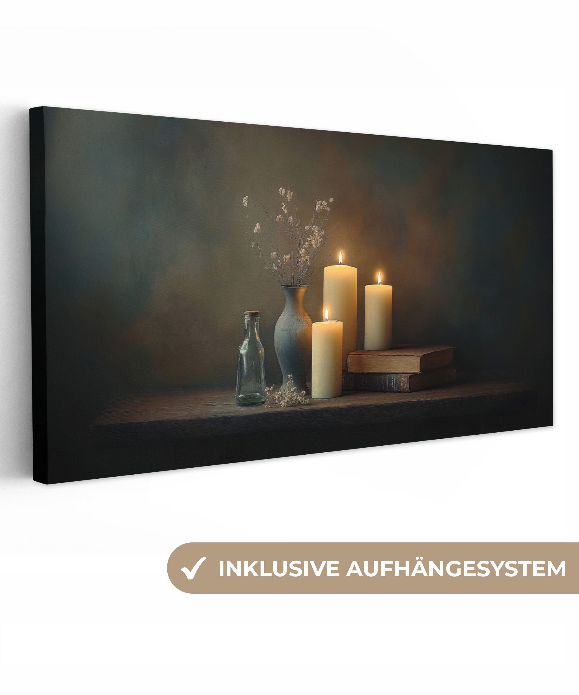 OneMillionCanvasses® Leinwandbild Panorama Kerzen - Stilleben günstig online kaufen