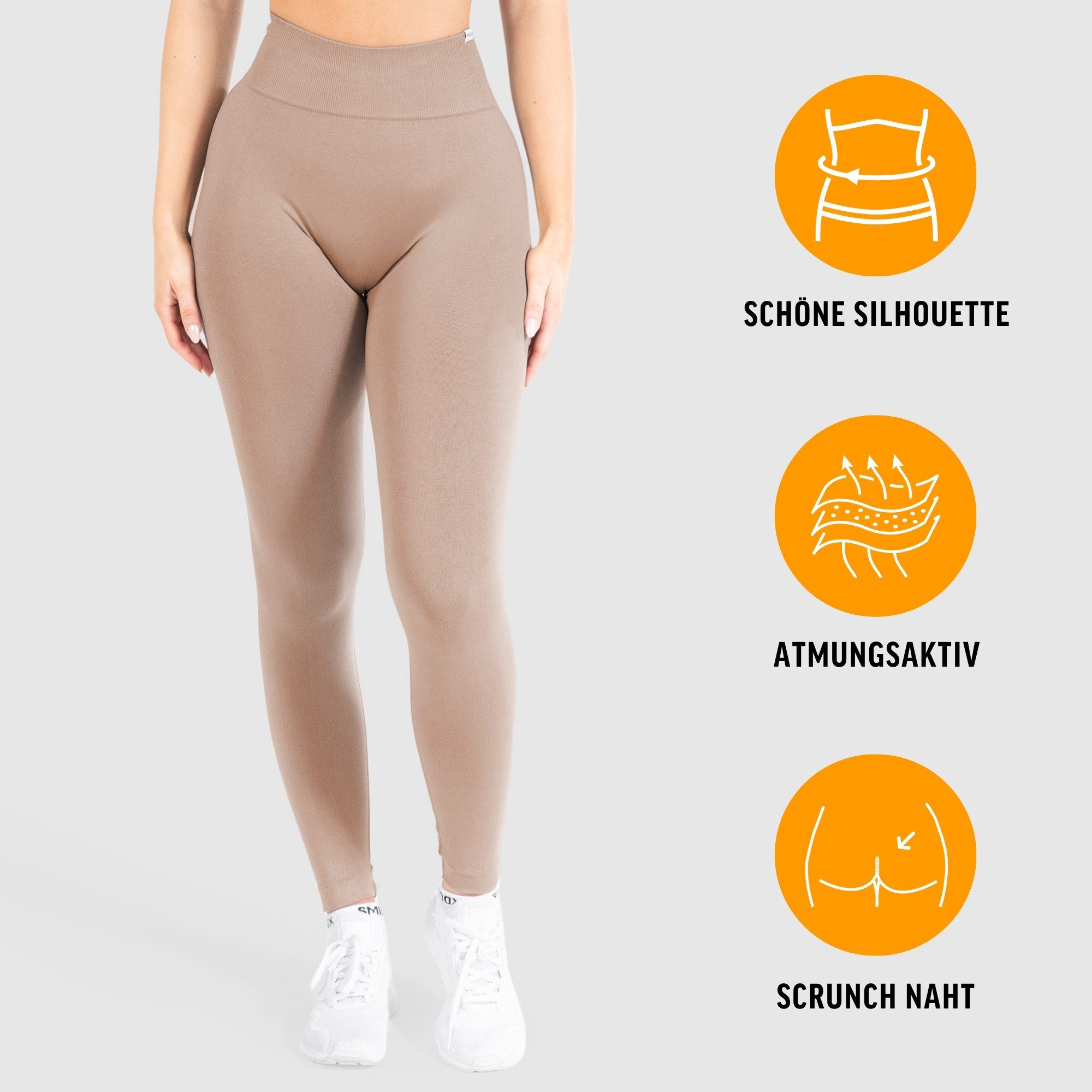 Smilodox Leggings Slayton Scrunch, Seamless Push-Up Sporthose High Waist V-Shape Bund Invisible Scrunch Blickdicht Yogahose, Fitness Gym Yoga Alltag
