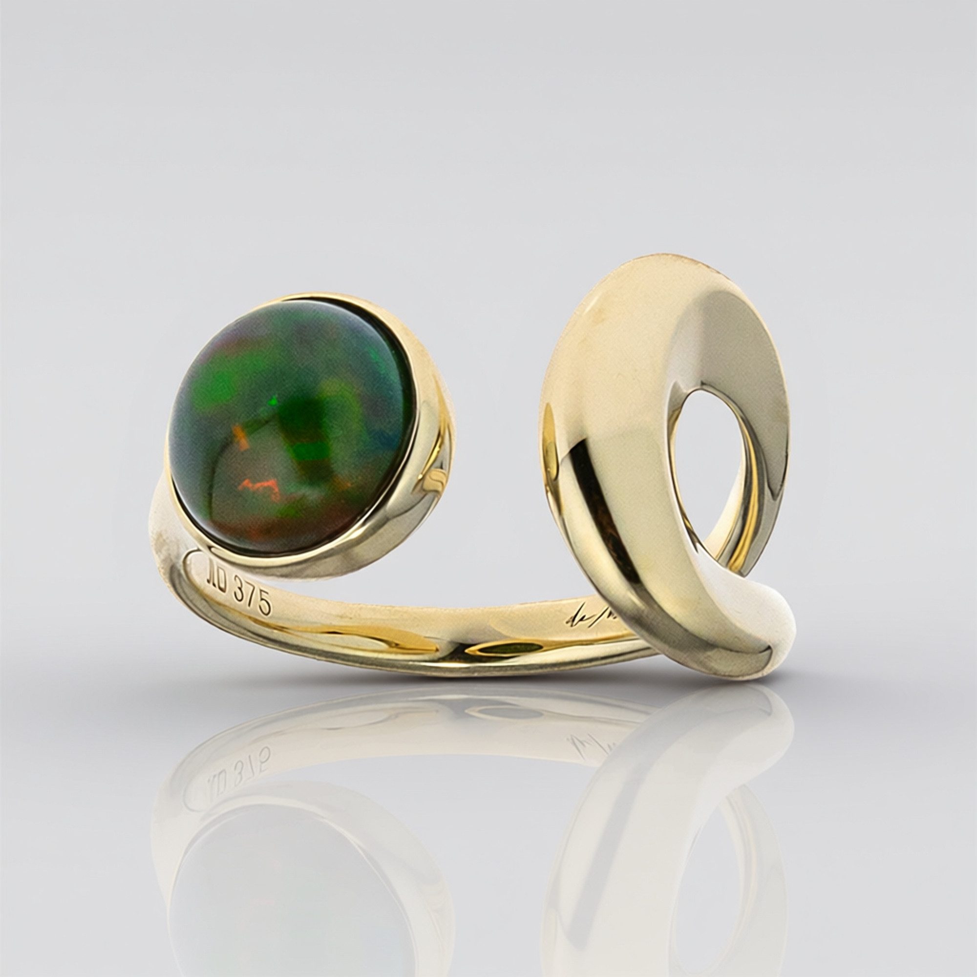 Cavill Solitärring Cavill Damenring 375er Gold, 1,29 ct Mezezo Opal, rund, verstellbar (1-tlg)
