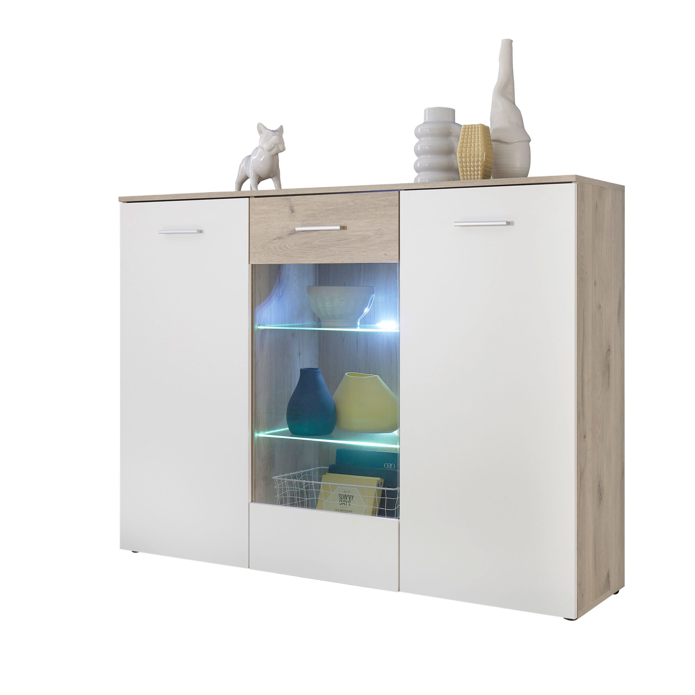 Bega Consult Highboard Highboard BZ5095 weiß und Eiche Dekor