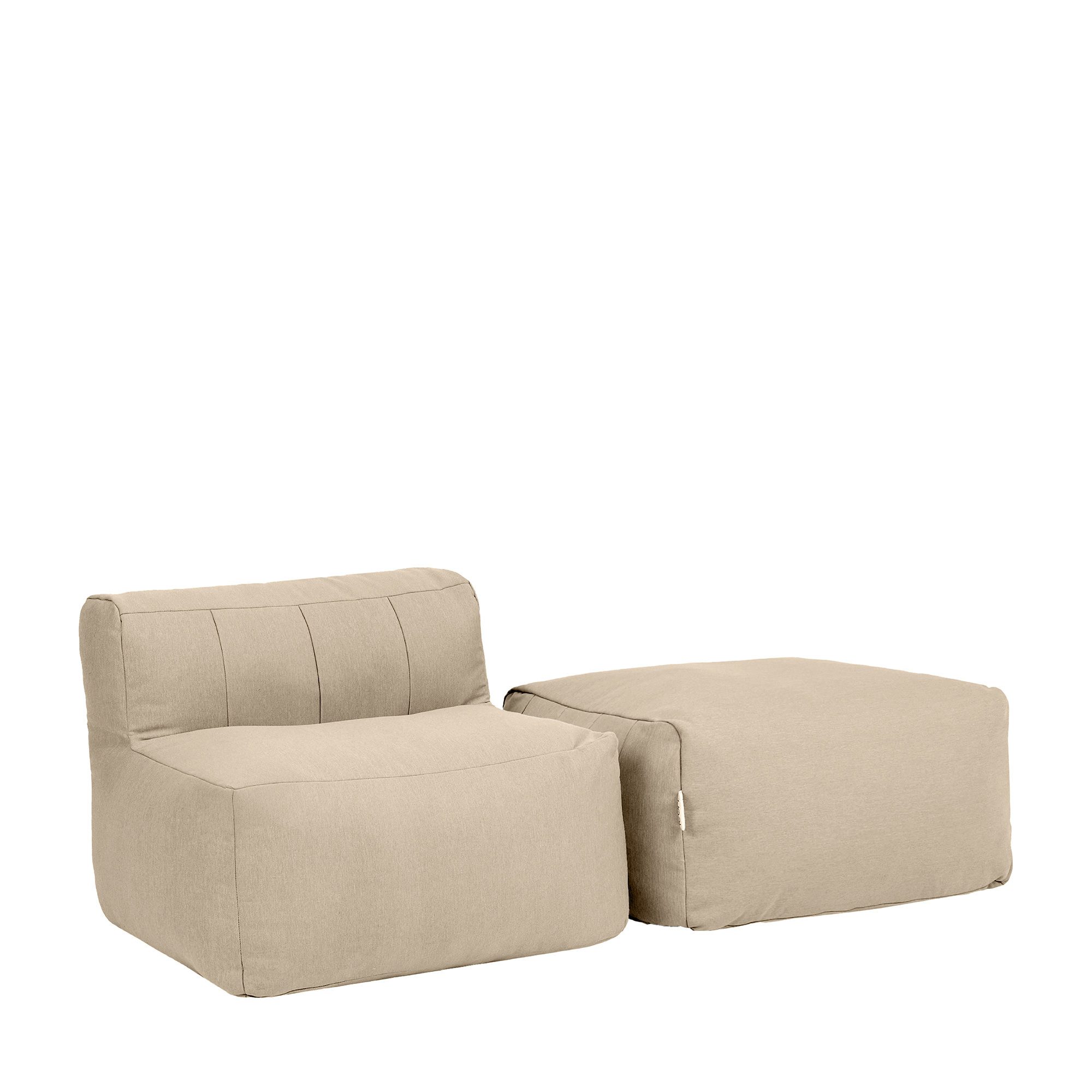 icon Gartenlounge-Set Modulares Outdoorsofa 2 Stück aus Olefin „Zen“, (Spar-Set, 1 x Ecksofa, 1 Hocker), Schaumstoff Füllung, für Wohnzimmer, für den Außenbereich, wetterfest