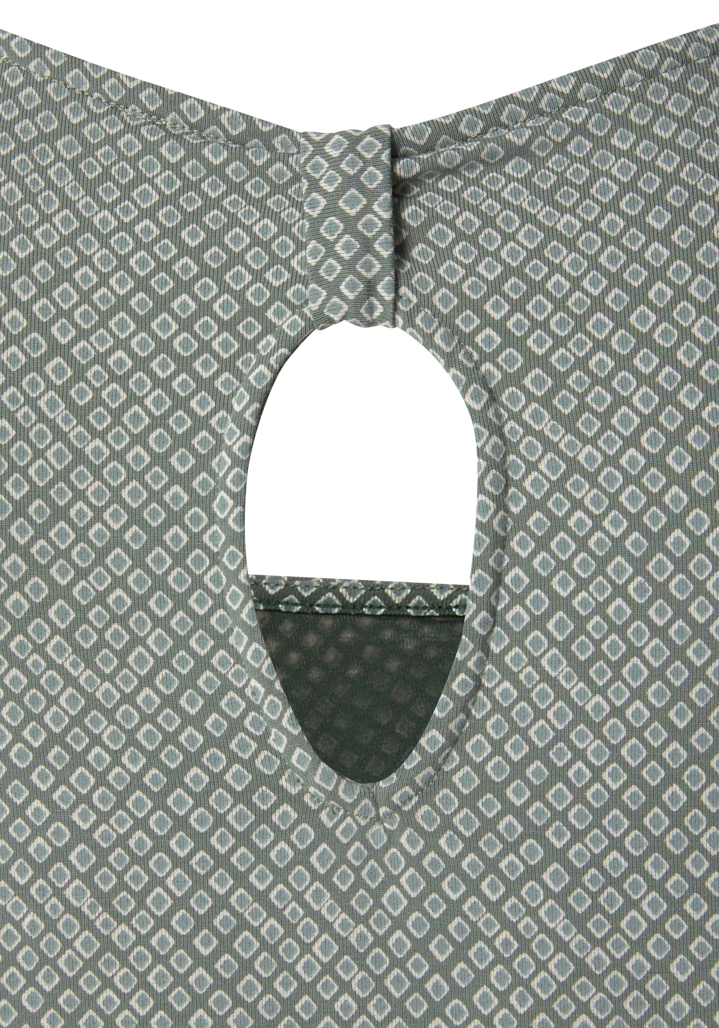 im (2er-Pack) Cut-Out kleinem LASCANA 3/4-Arm-Shirt Nacken schwarz, mit grün