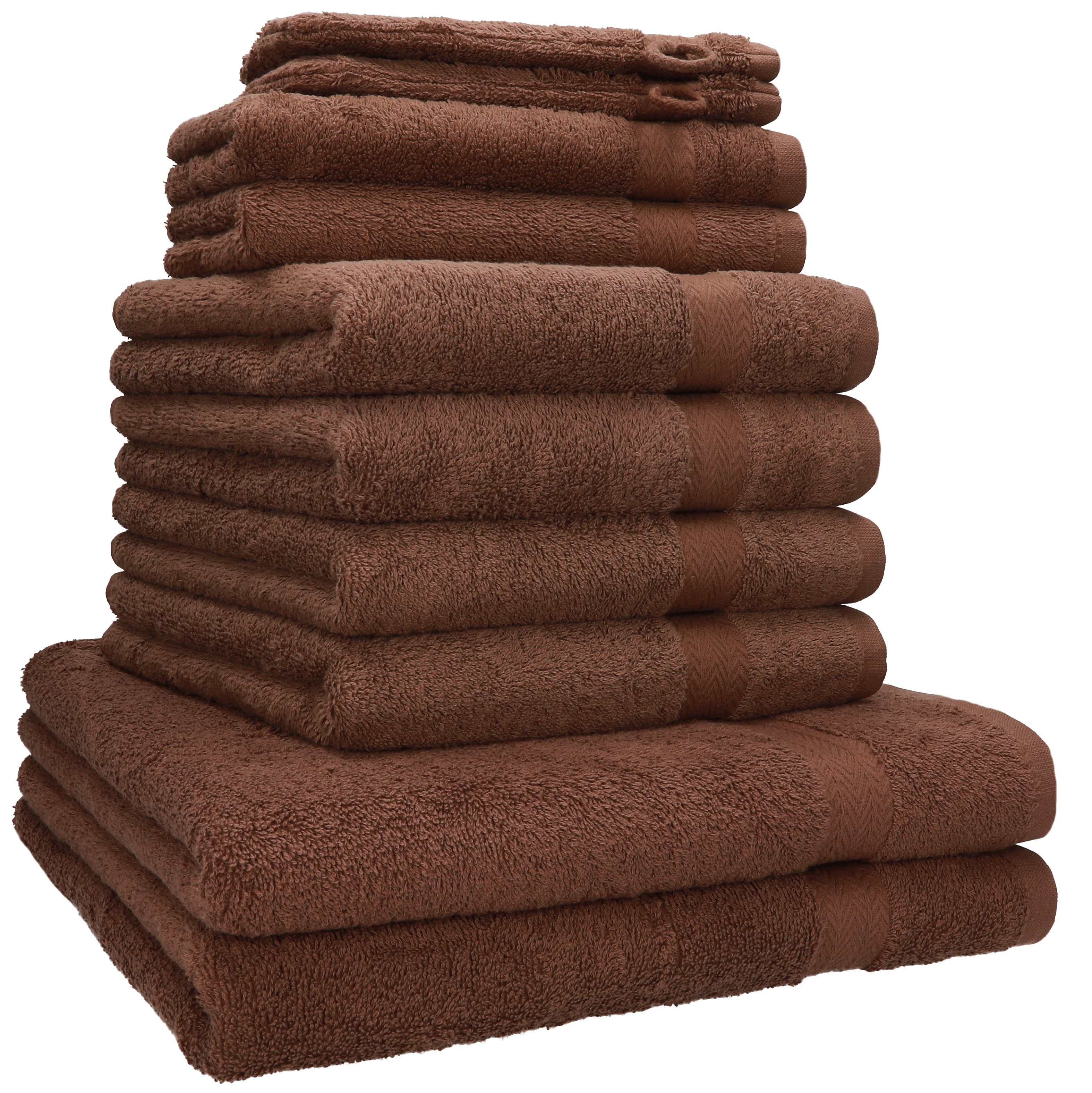 Betz Handtuch Set 10-tlg. Handtuch-Set PREMIUM 100% Baumwolle, 100% Baumwolle, (10-tlg) nuss | Handtuch-Sets