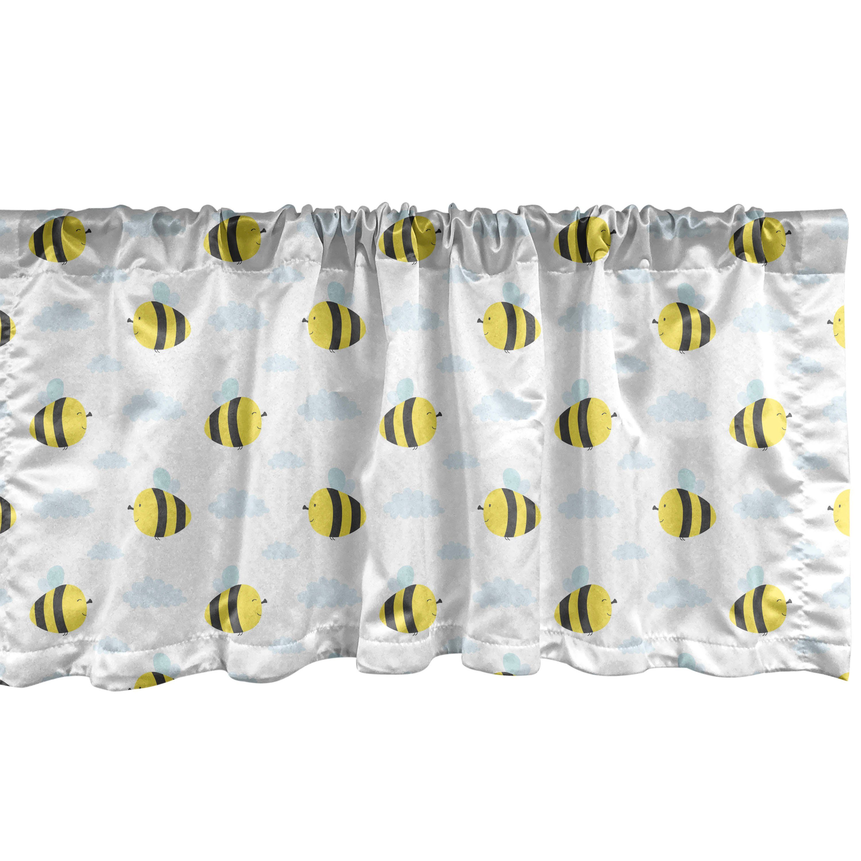 Scheibengardine Vorhang Volant für Küche Schlafzimmer Dekor mit Stangentasche, Abakuhaus, Microfaser, Honey Bee Stechend Tiere Wolken