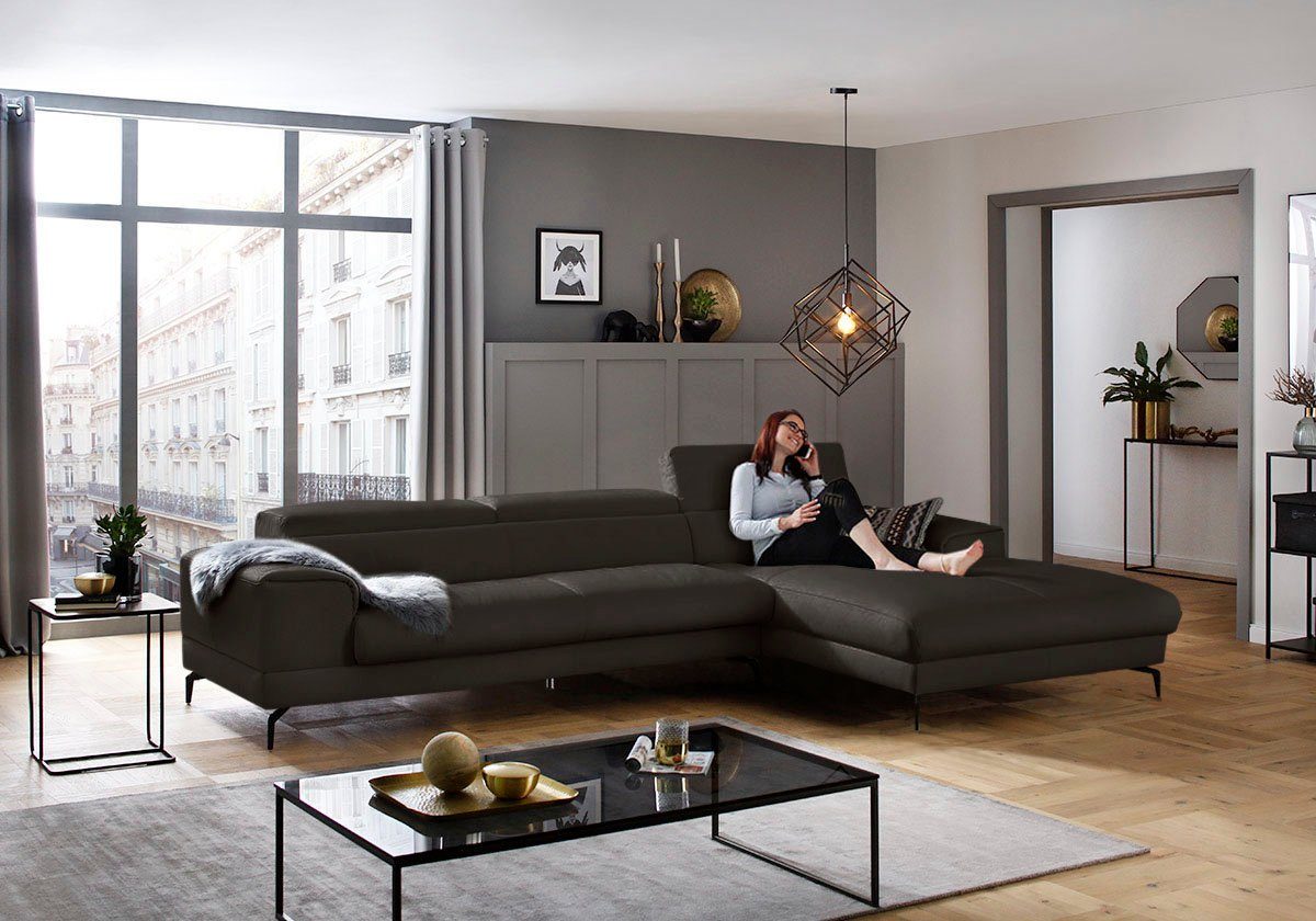 mit 343cm Ecksofa Breite W.SCHILLIG Kopfteilverstellung, Sitztiefenverstellung, piedroo, wahlweise