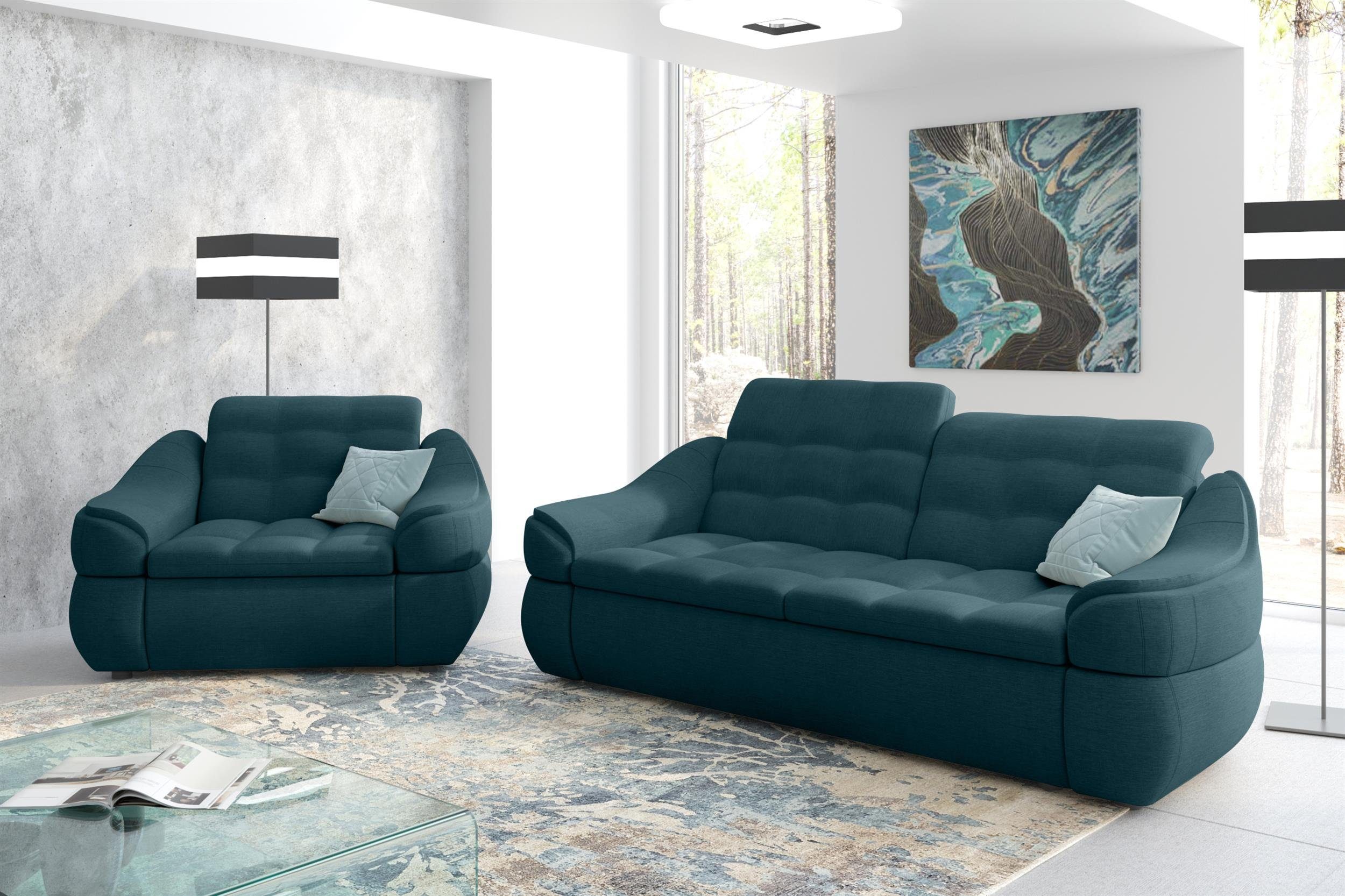 2-Sitzer und Europa made (Set Sessel, Alisa, Stylefy Modern Design, aus Sofa (2-tlg), Polstergarnitur bestehend in