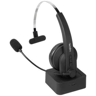 LogiLink Bluetooth Mono Headset mit Ladestation, Mikrofon Kopfhörer