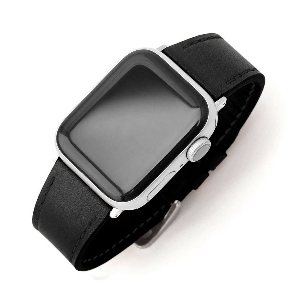 PRECORN Smartwatch-Armband Leder Ersatzarmband Armband schwarz für Apple  Watch 8/7/6/5/4/3/2/1/SE, Der Gurt hat einen guten Tragekomfort durch das  glattere Glied des Gurtes