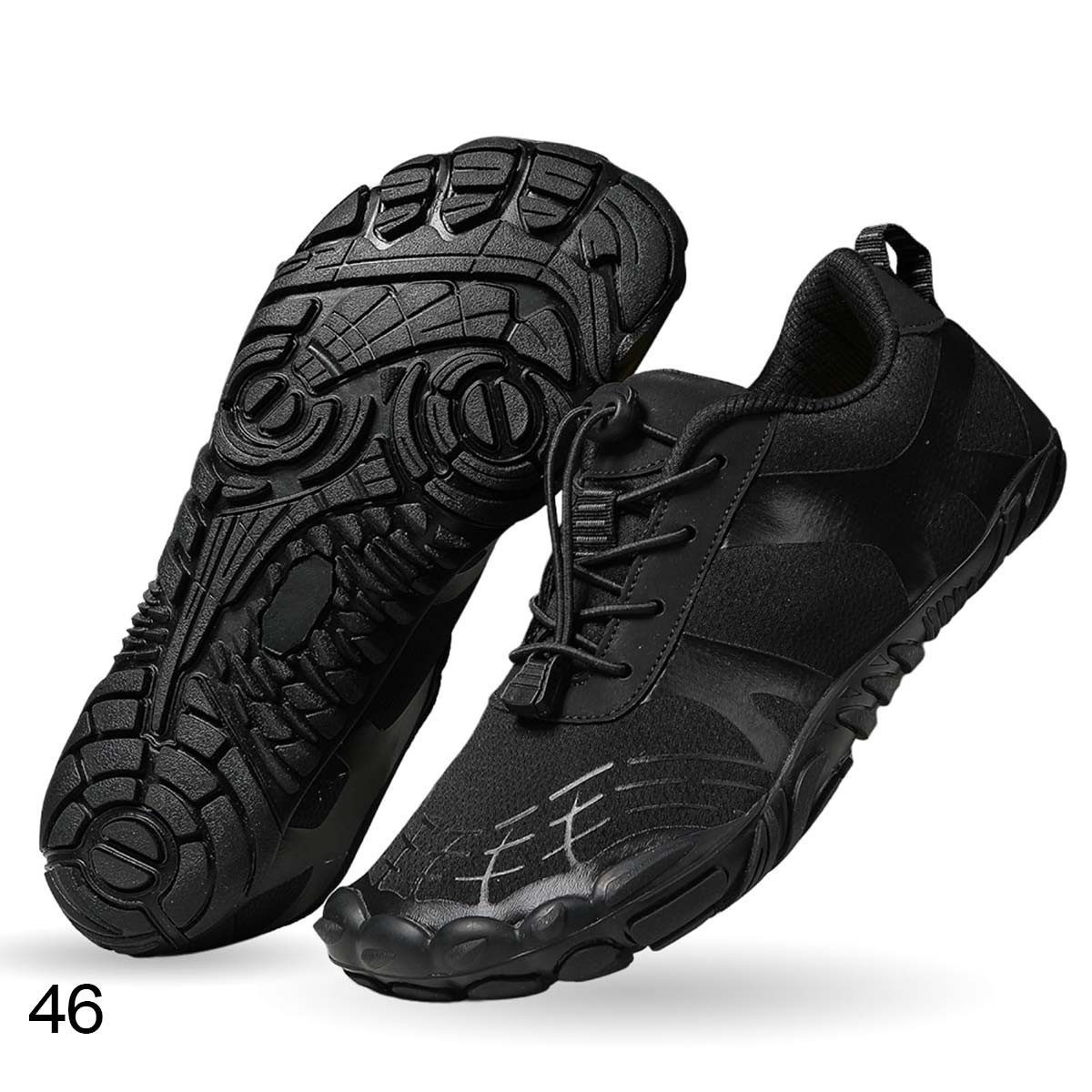 Fivejoy Schwarze atmungsaktive Turnschuhe Barfußschuh bequeme Joggingschuhe Laufschuh (zum Laufen, Wandern, Trail)