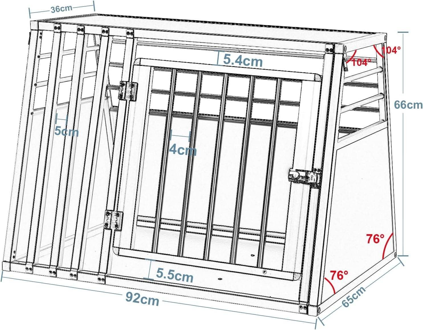 EUGAD Hunde-Transportbox, Alubox Reisebox für mittlere Hunde, B92x H66 x T65 cm