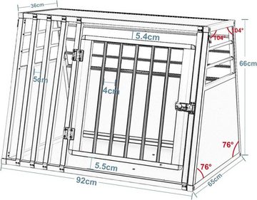 EUGAD Hunde-Transportbox, Alubox Reisebox für mittlere Hunde, B92x H66 x T65 cm