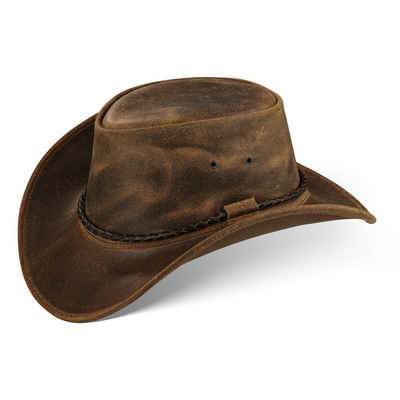 BLACK FOREST FOX Cowboyhut »JERO Herren Western Cowboy Rindsleder Hut« Vintage Braun Größe M