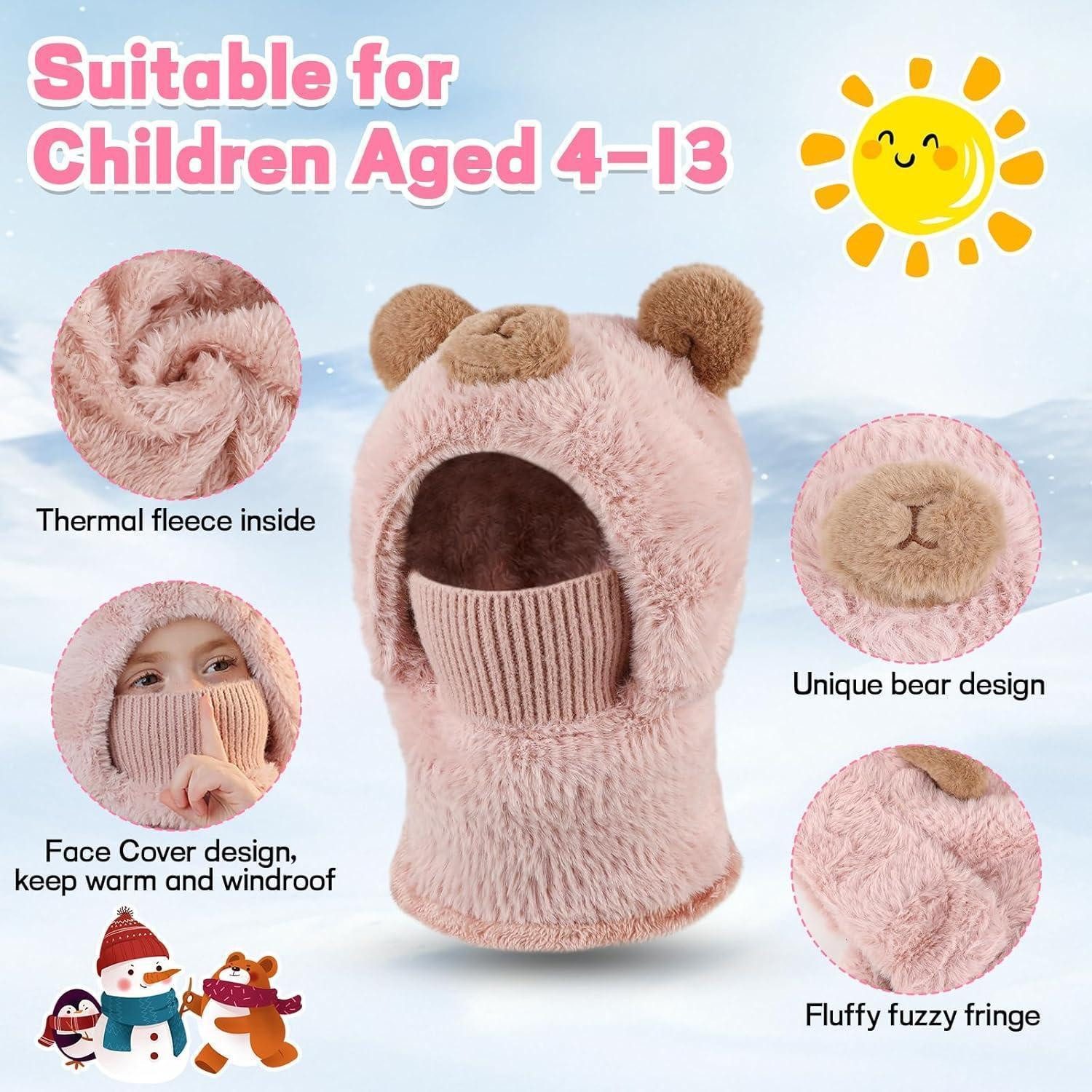 LuxusKollektion Sturmhaube Sturmhaube Kinder Thermo Winddicht Balaclava Skimaske Rosa