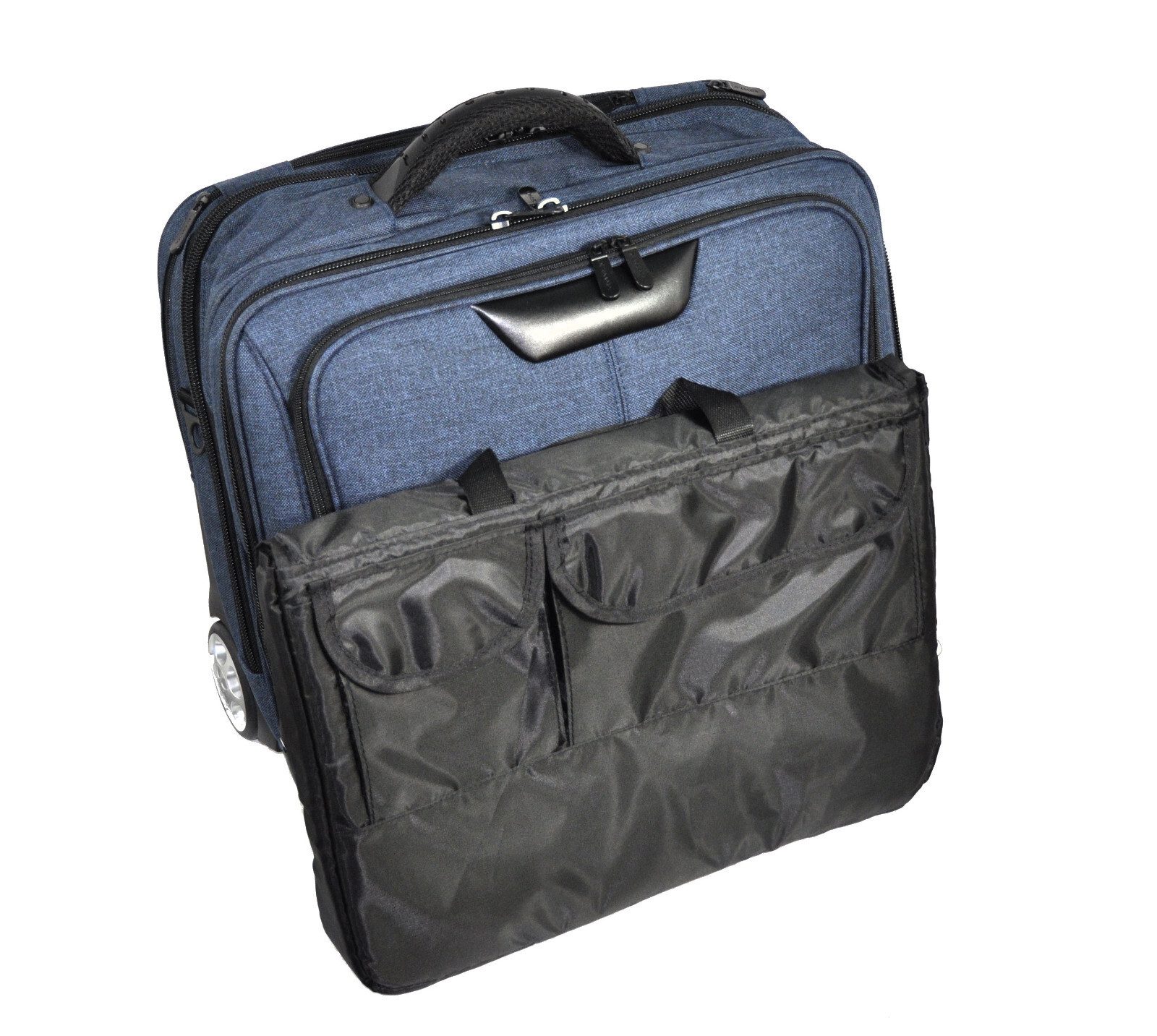 Dermata Business-Trolley Laptoptasche Pilotenkoffer mit Trolley / Rollen, vielseitig und robust, 2 Rollen