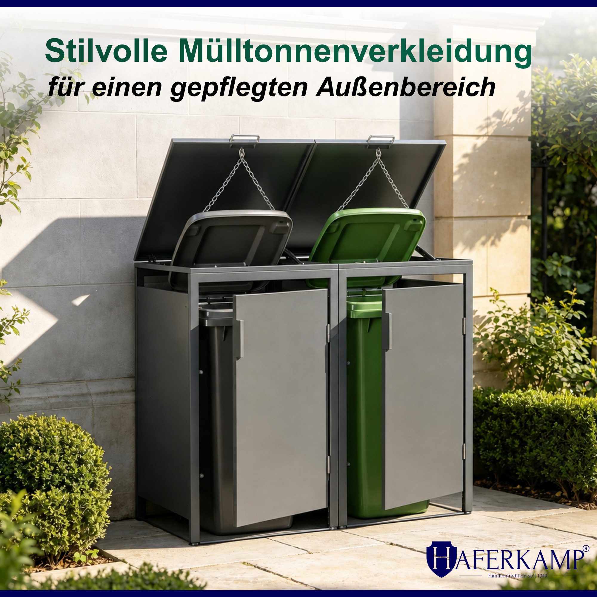 PROREGAL® Mülltonnenbox Mülltonnenbox 2er KUBUS Verzinkter Stahl, Anthrazit (2 St)