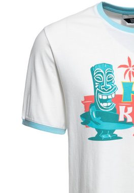 KingKerosin Print-Shirt Tiki Surfers (1-tlg) mit Hawaii-Tikki Design