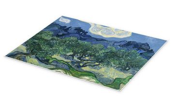 Posterlounge Poster Vincent van Gogh, Olivenbäume mit den Alpen im Hintergrund, Wohnzimmer Malerei