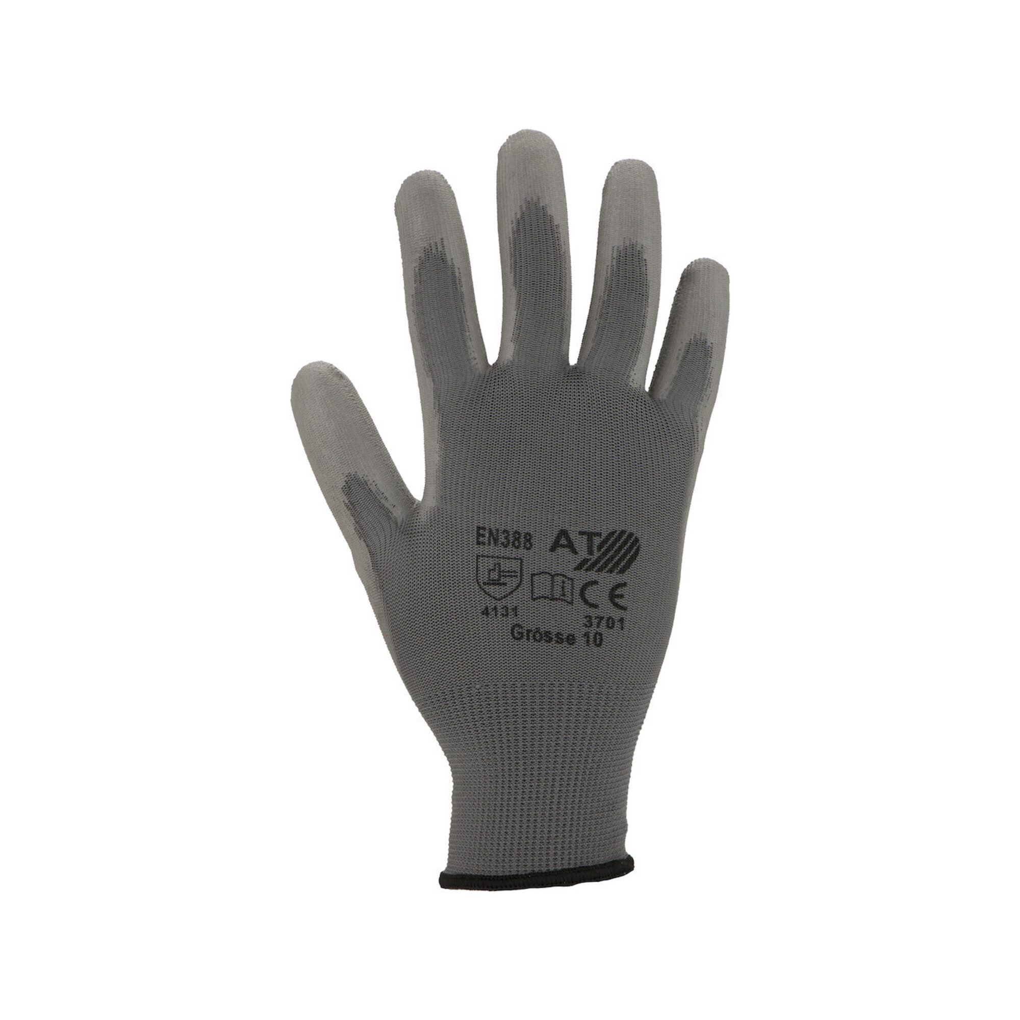 ASATEX Nistmaterial Asatex Handschuhe PU Gr.8 grau Nylon Feinstrick m.Strickbund 12 Stk
