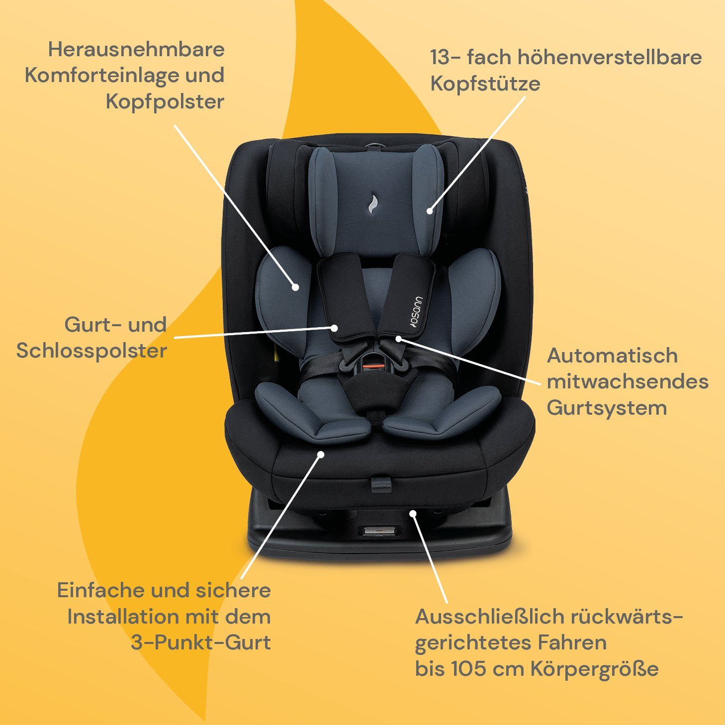 Osann Autokindersitz Huddle, cm 135 Isofix, Kinder Kindersitz ohne ab: 40 für Geburt, bis von