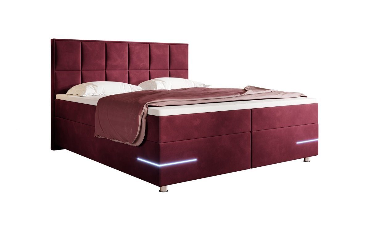 Luxusbetten24 Boxspringbett Lea in Samt, mit LED-Beleuchtung