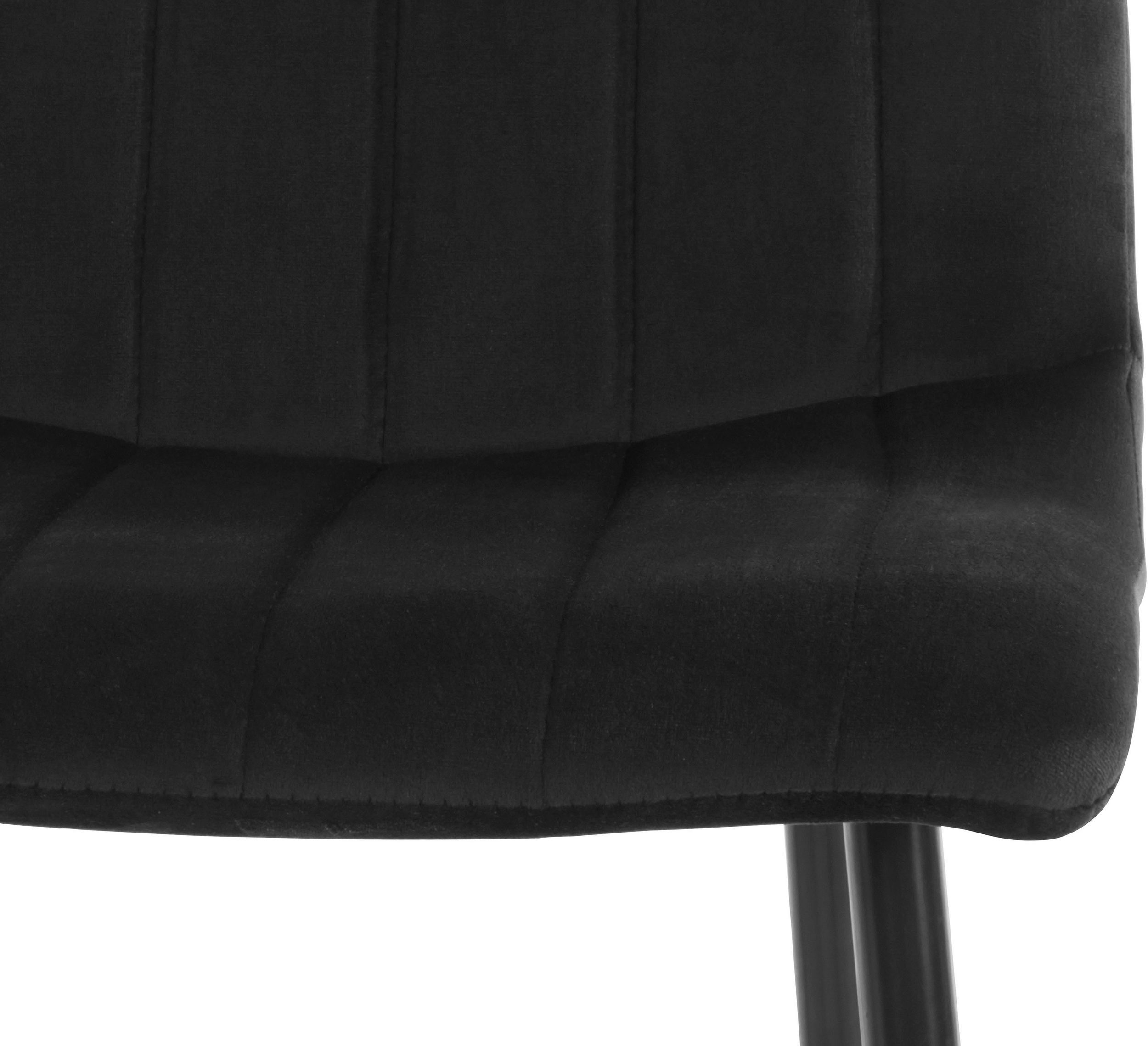 Samtoptik, 47 Bezug 2 Metallgestell, schwarz Bella | schwarz cm (Set, St), loft24 Sitzhöhe Esszimmerstuhl in