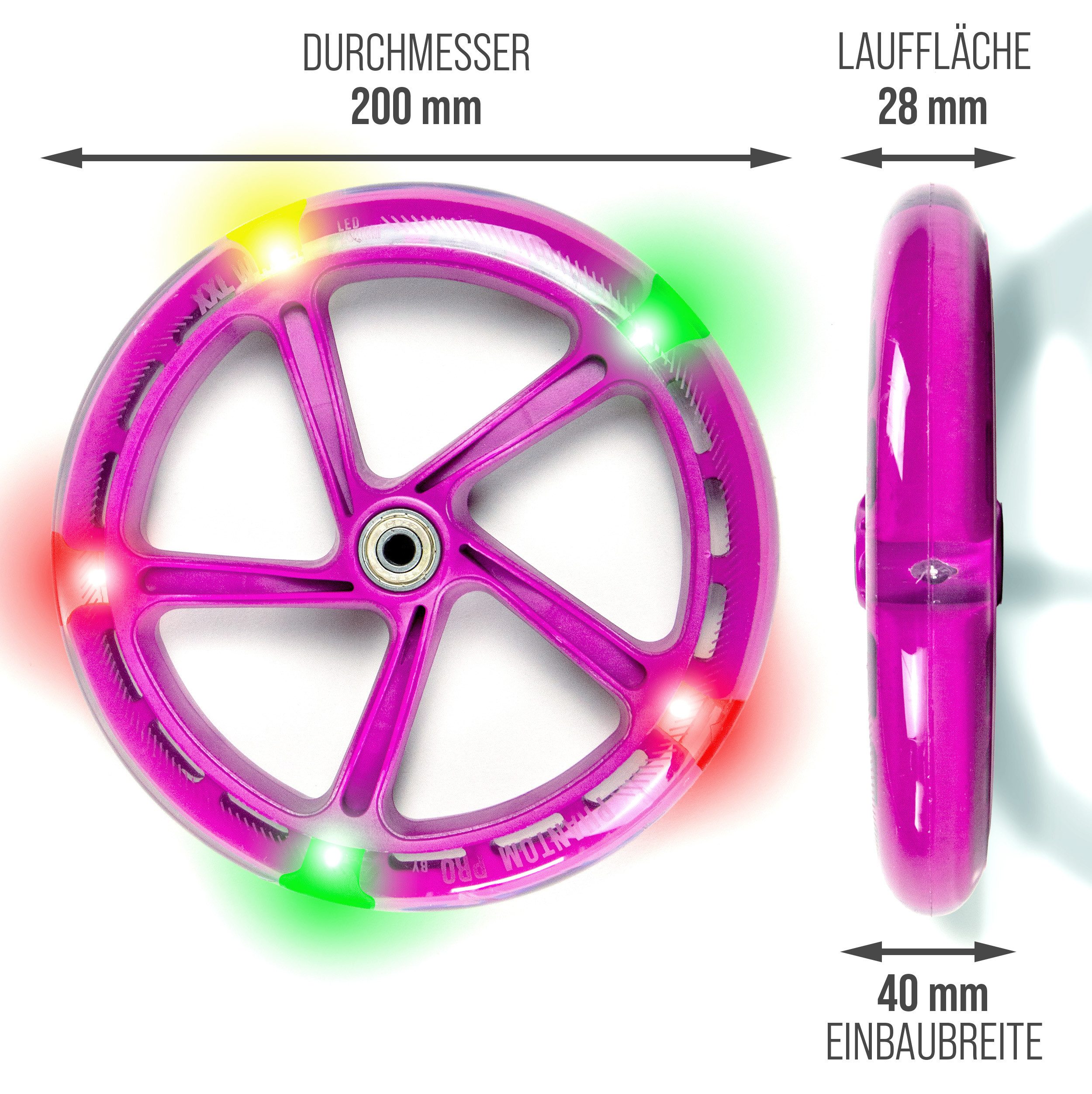 Apollo Scooter City Scooter 200mm Ersatzräder, auch als LED-Rollen erhältlich, auch in LED-Ausführung erhältlich – Bild 4 von 5