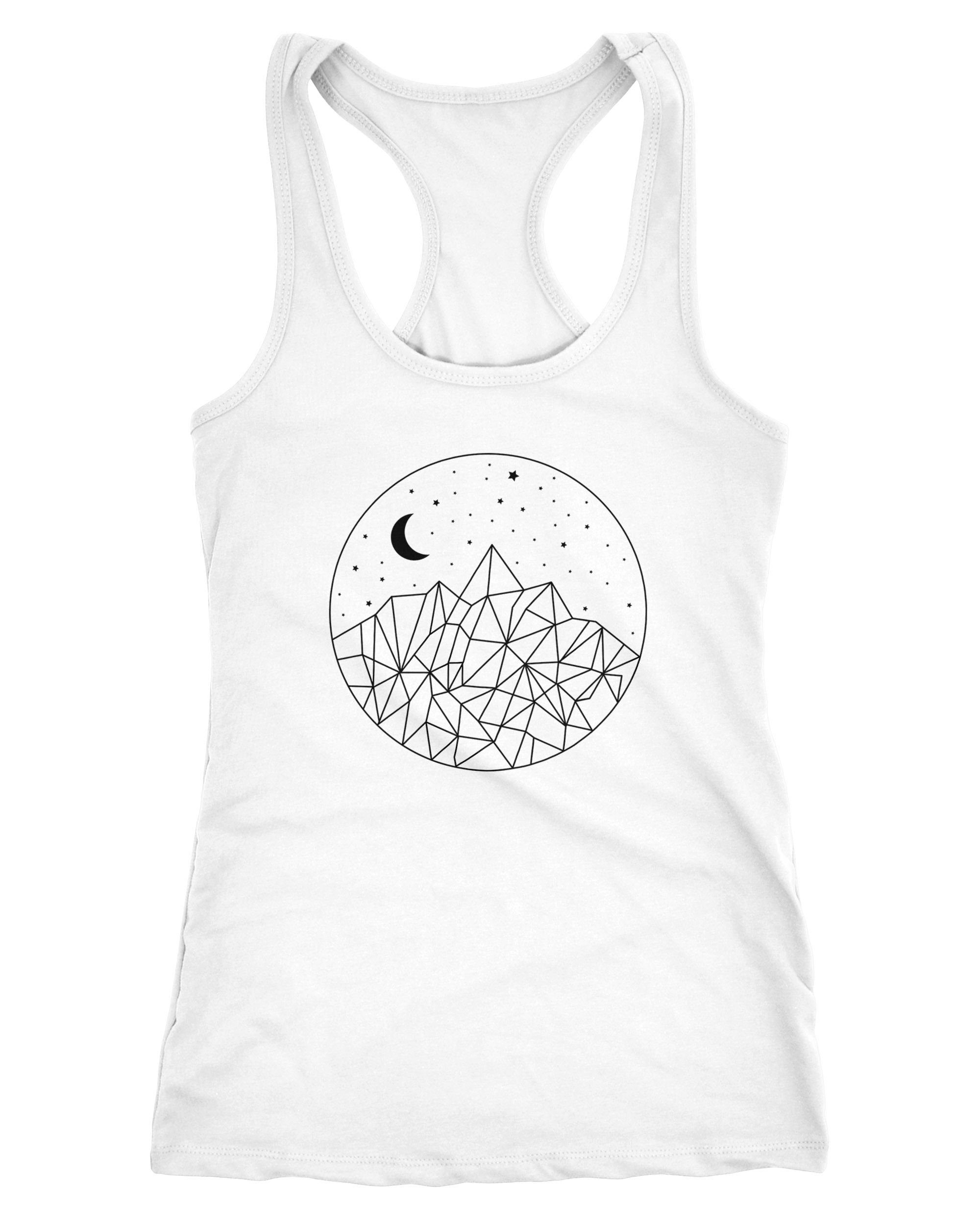 Tanktop Damen Tank-Top Berge und Sterne Polygon Design Racerback Neverless®