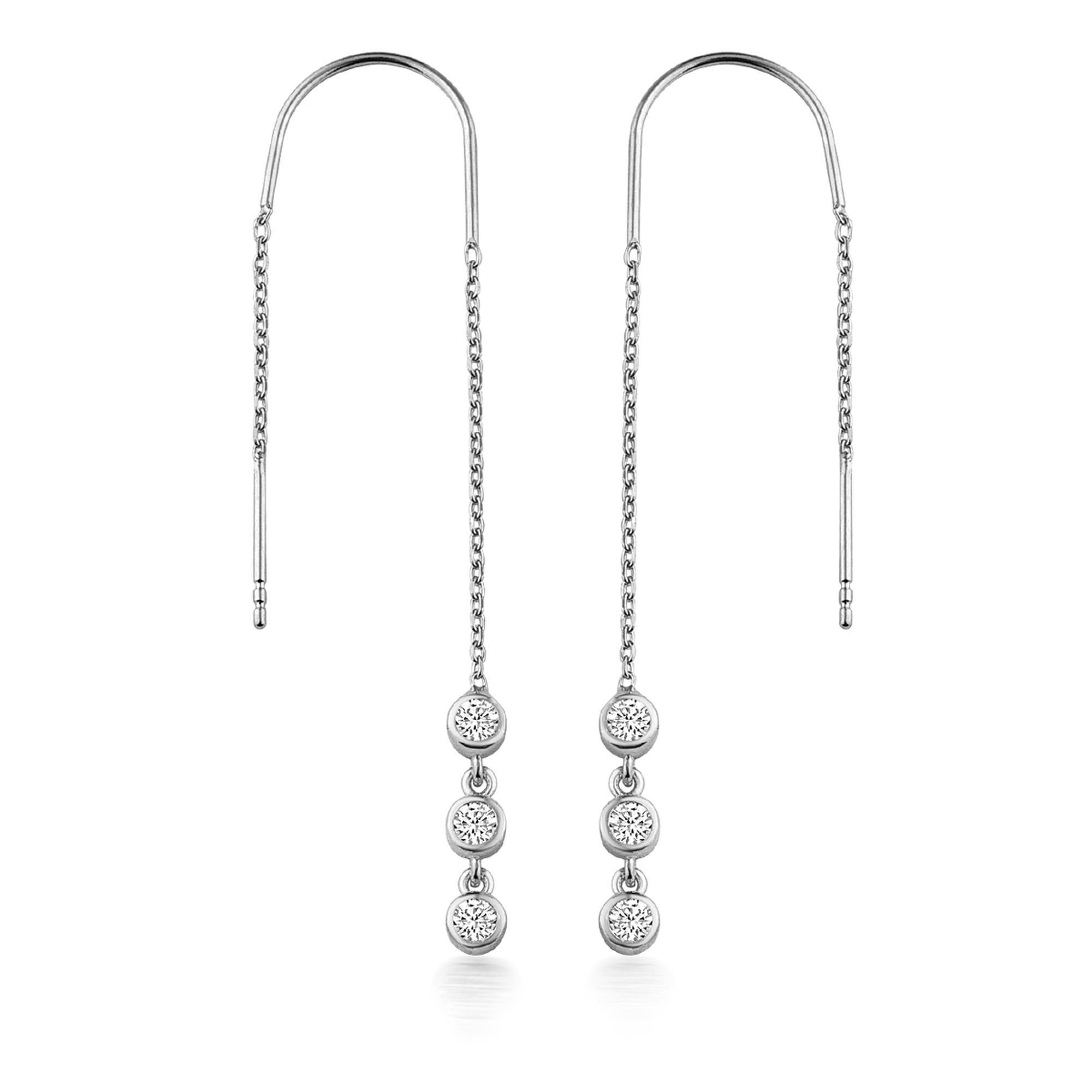 dKeniz Paar Ohrhänger 925/- Sterling Silber rhodiniert Glänzend 8cm Zirkonia Weiß | Ohrhänger