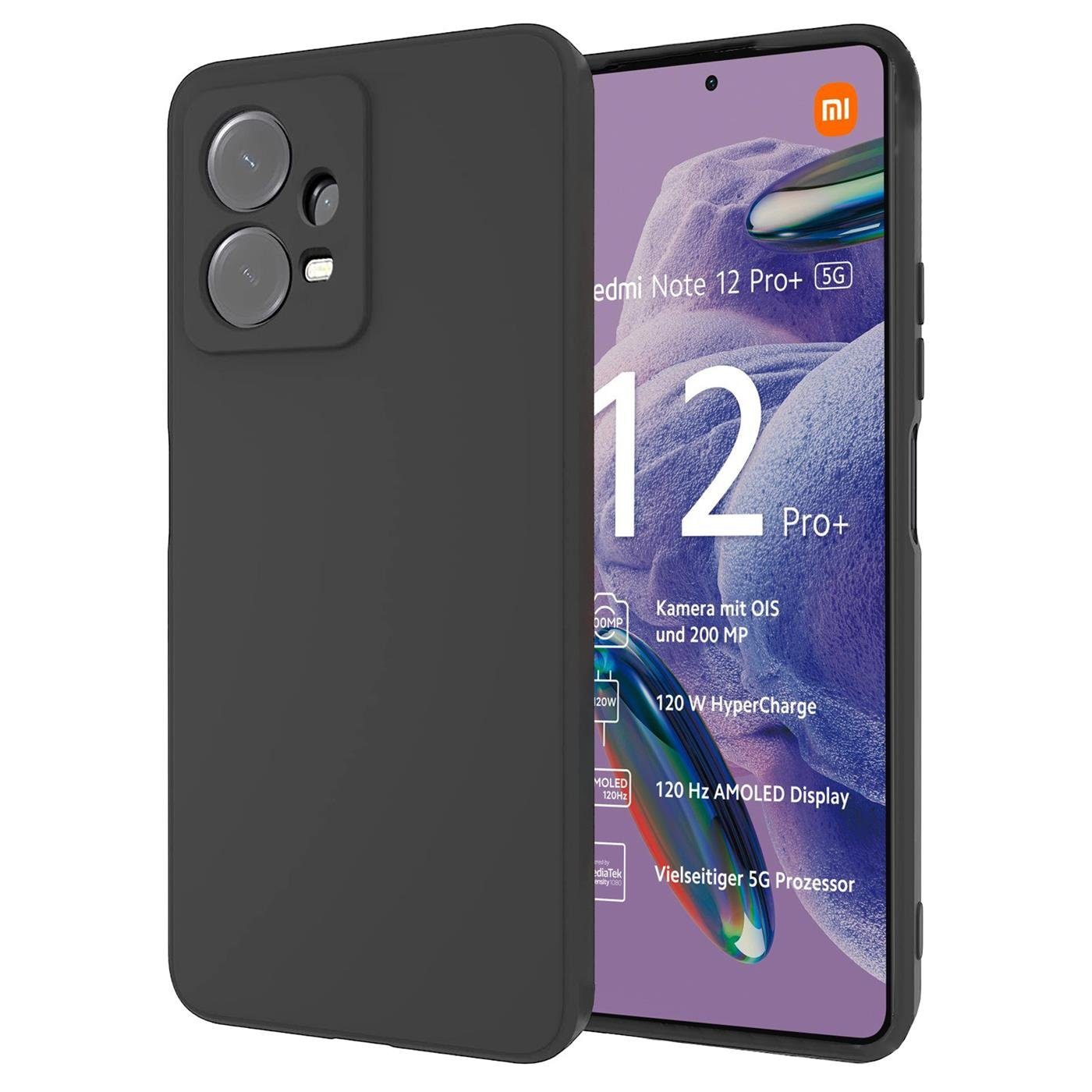 CoolGadget Handyhülle Handy Schutzhülle für Xiaomi Redmi Note 12 Pro Plus 5G matt schwarz 6,67 Zoll, Silikon TPU Hülle Schutz Tasche Cover schlicht Slim Case
