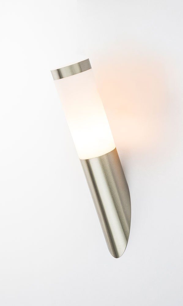 Warmweiß, inklusive, LED Außenwandlampe Edelstahl etc-shop Wandleuchte silber- Leuchtmittel Gartenlampe Außen-Wandleuchte,