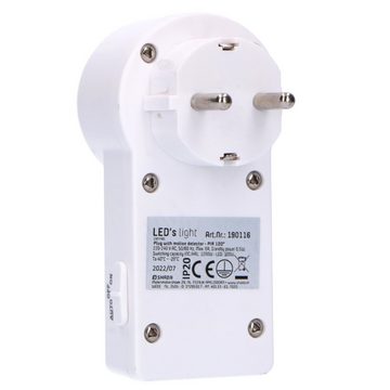 LED's light Bewegungsmelder 0190116 Steckdosenadapter, mit Bewegungsmelder 120°