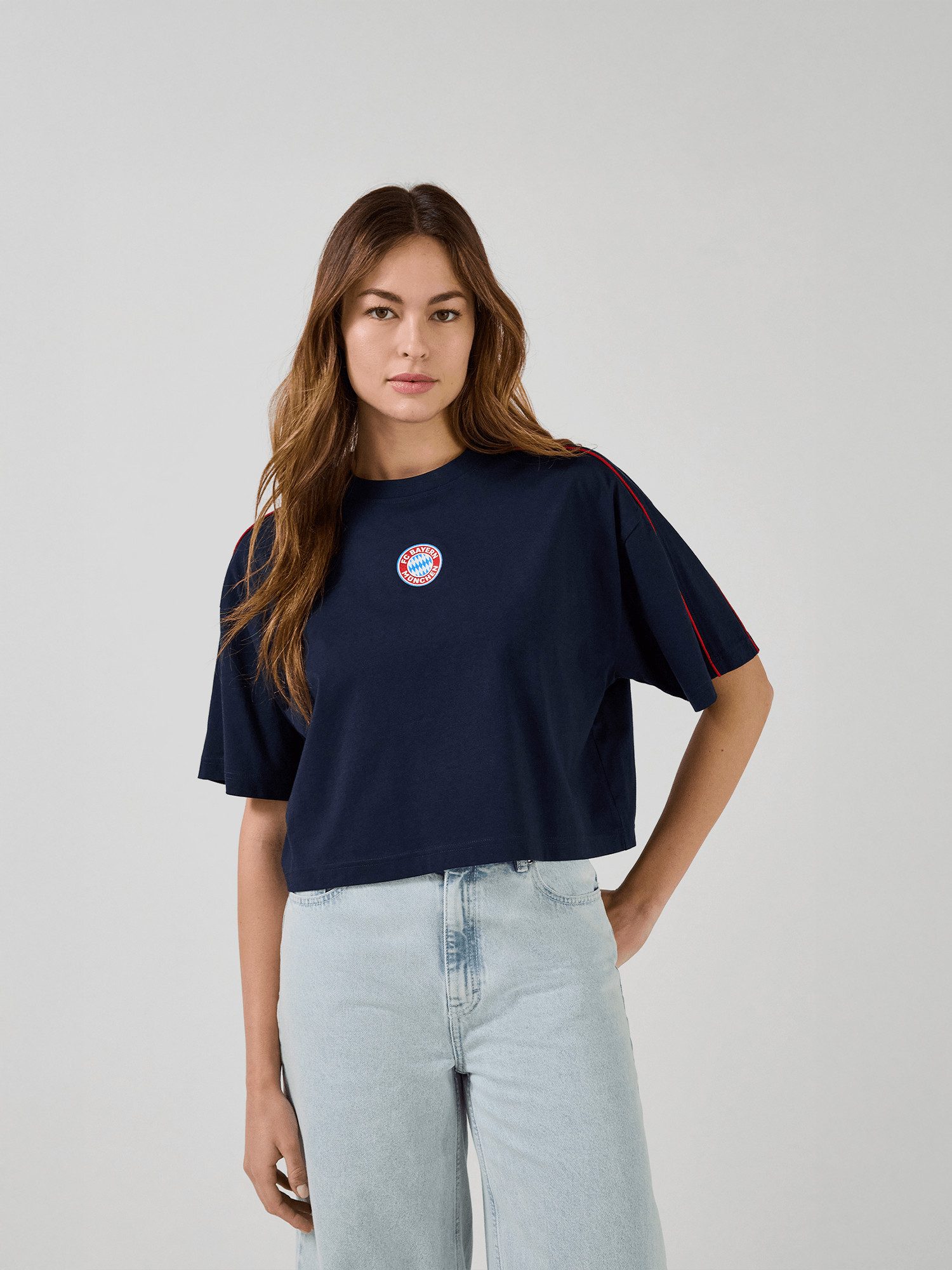 FC Bayern München T-Shirt FC Bayern München, Cropped T-Shirt Essentials, Damen, Navy