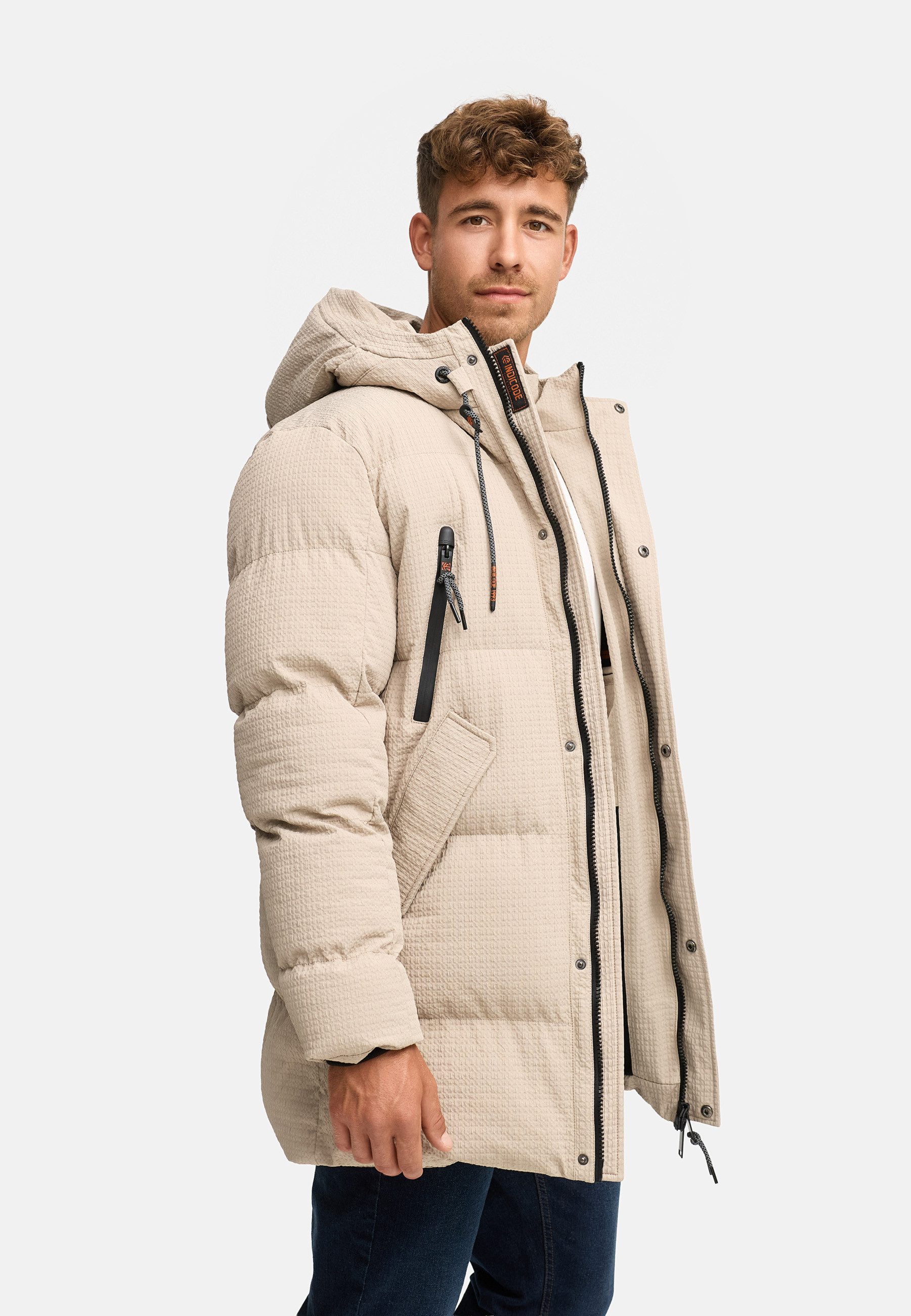 Indicode Wintermantel Herren INLondoy Jacke Winter Herrenjacke Parka mit markanter Struktur und Kapuze