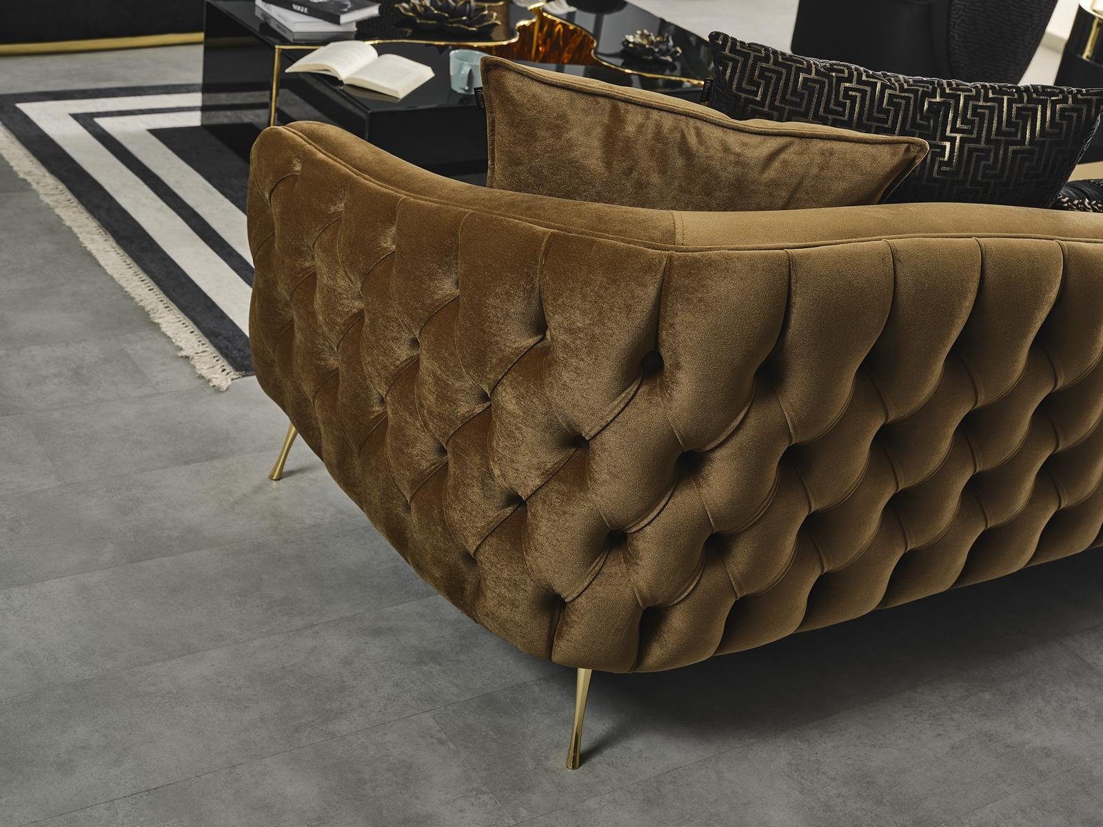 Sitzer 3 Neu 3-Sitzer Luxus Textil Design Wohnzimmer Braun Couch Sofa Modern JVmoebel