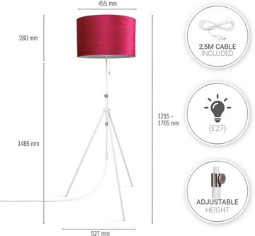 Paco Home Stehlampe Naomi uni Color, ohne Leuchtmittel, Wohnzimmer Höhenverstellbar 121,5 bis 176,5 cm Zugschalter Velour