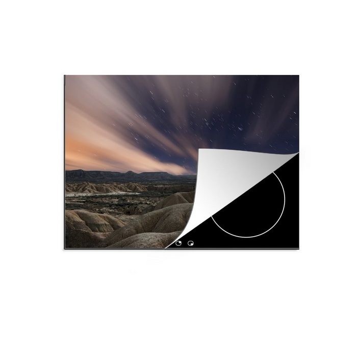 MuchoWow Herdblende-/Abdeckplatte Weltraumlicht über einer Felsformation mit Sternen Navarra Spanien Vinyl (1 tlg) Mobile Arbeitsfläche nutzbar Ceranfeldabdeckung