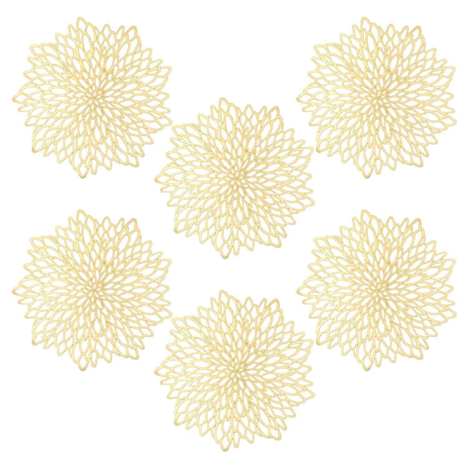 LuxusKollektion Platzset Platzset Rund 38cm Gold 6er-Pack, (6-St)
