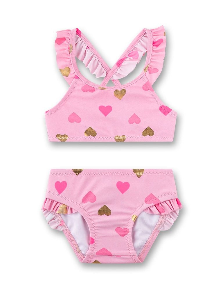 Sanetta Bustier-Bikini Baby Bikini mit Herzprint und Volants, Mädchen Bademode