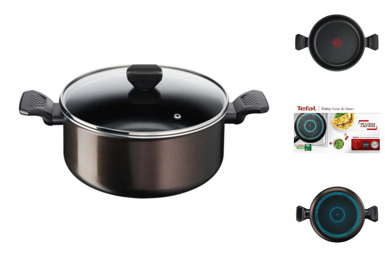 Tefal Kochtopf Tefal Kasserolle B5544602 Schwarz Aluminium Glas Ø 24 cm ...