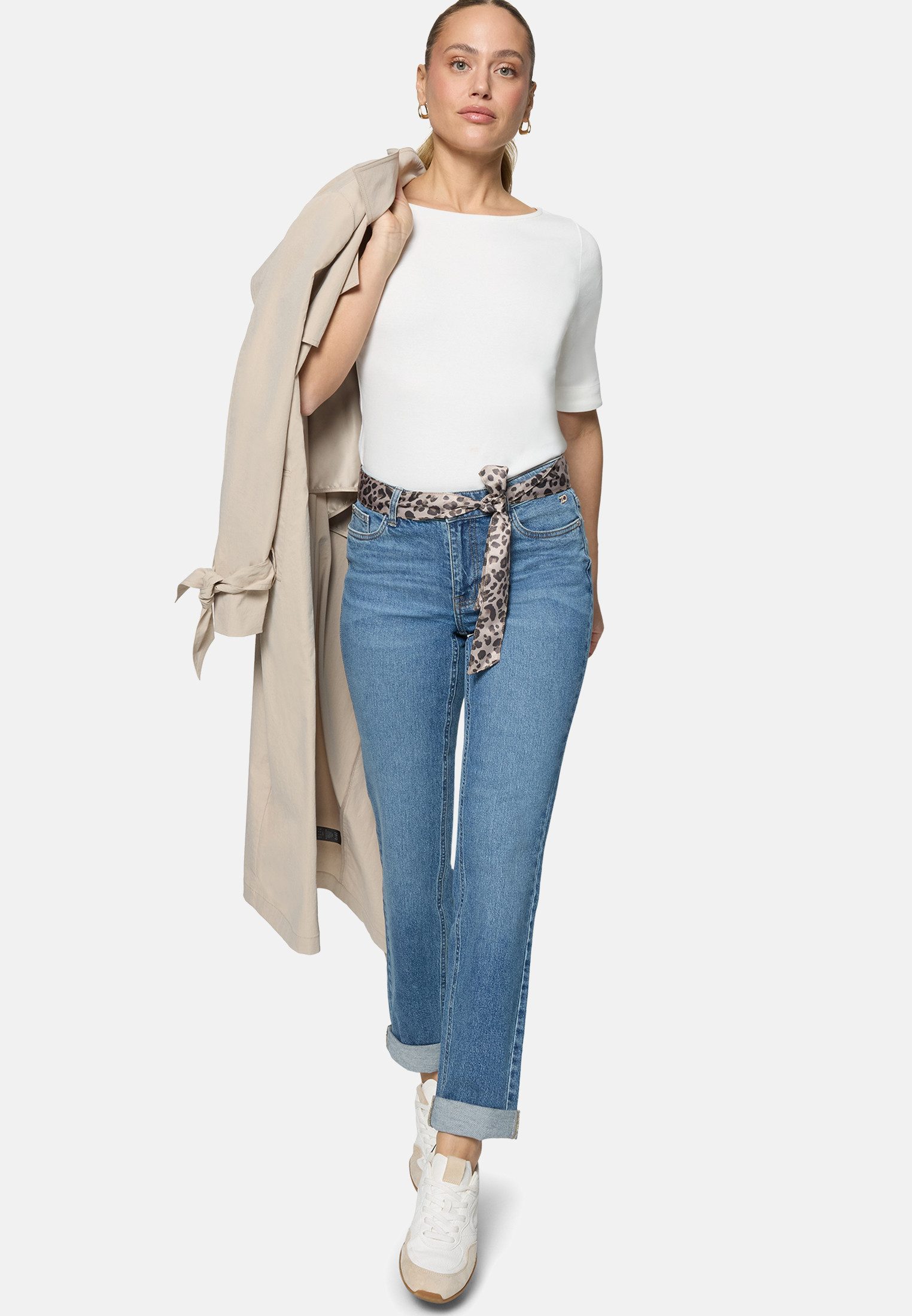 Zero Slim-fit-Jeans Damen mit Leo-Gürtel Style Orlando 28 Inch