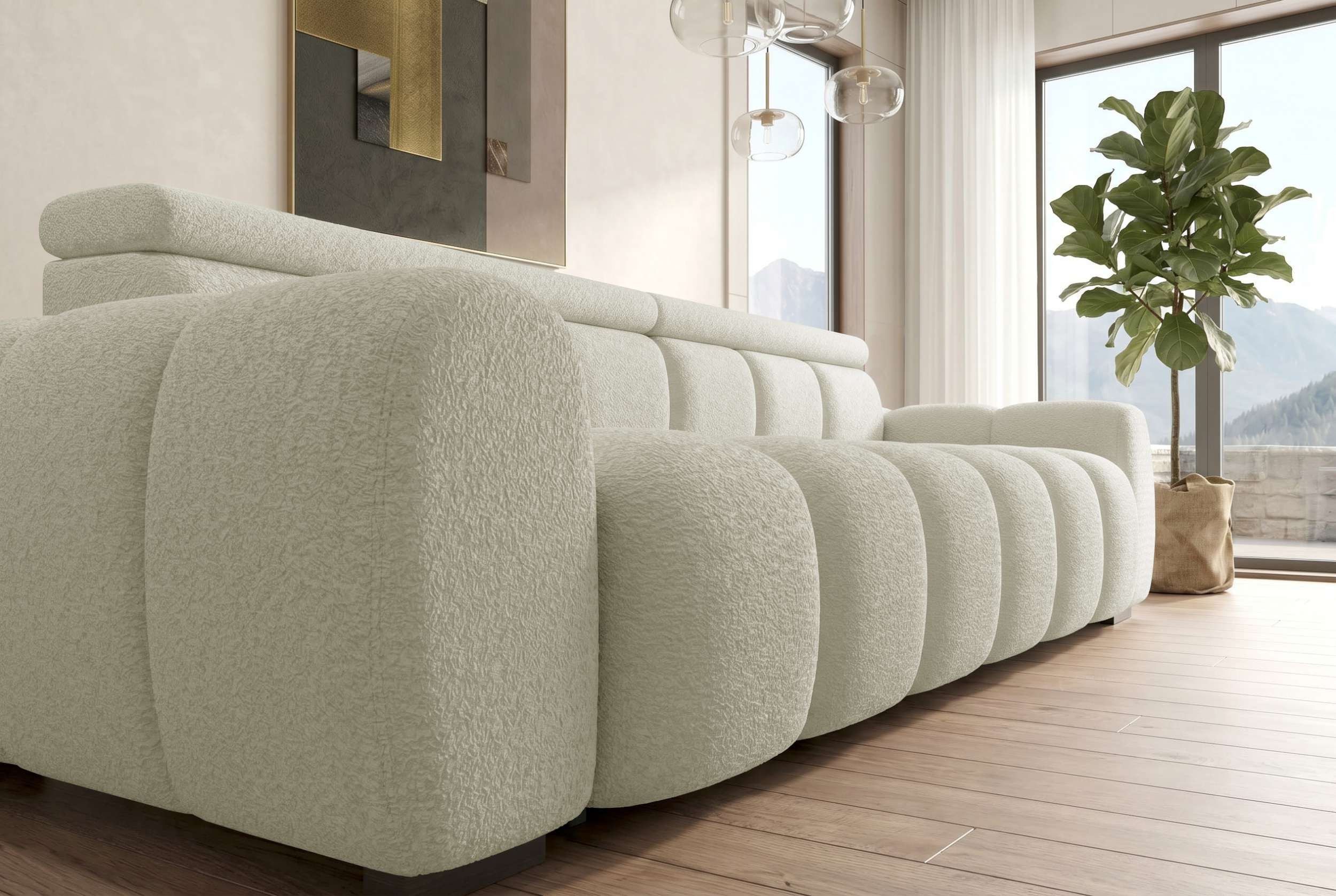 Sofa Dreams Big-Sofa Großes Sofa Santorin in Stoff, Sofa, Big-Sofa, Kopfteilverstellungen