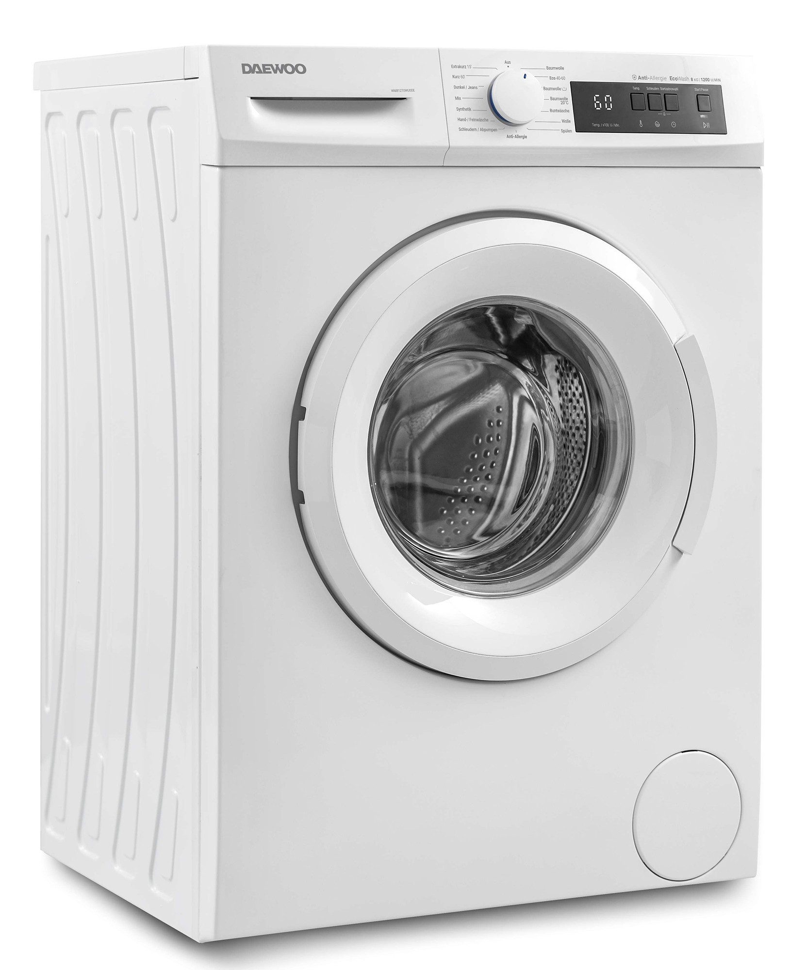 Daewoo Waschmaschine weiss WM812T0WU0DE, 8,00 kg, 1200 U/min, AquaStop, Schaumschutz, Unwuchtkontrolle