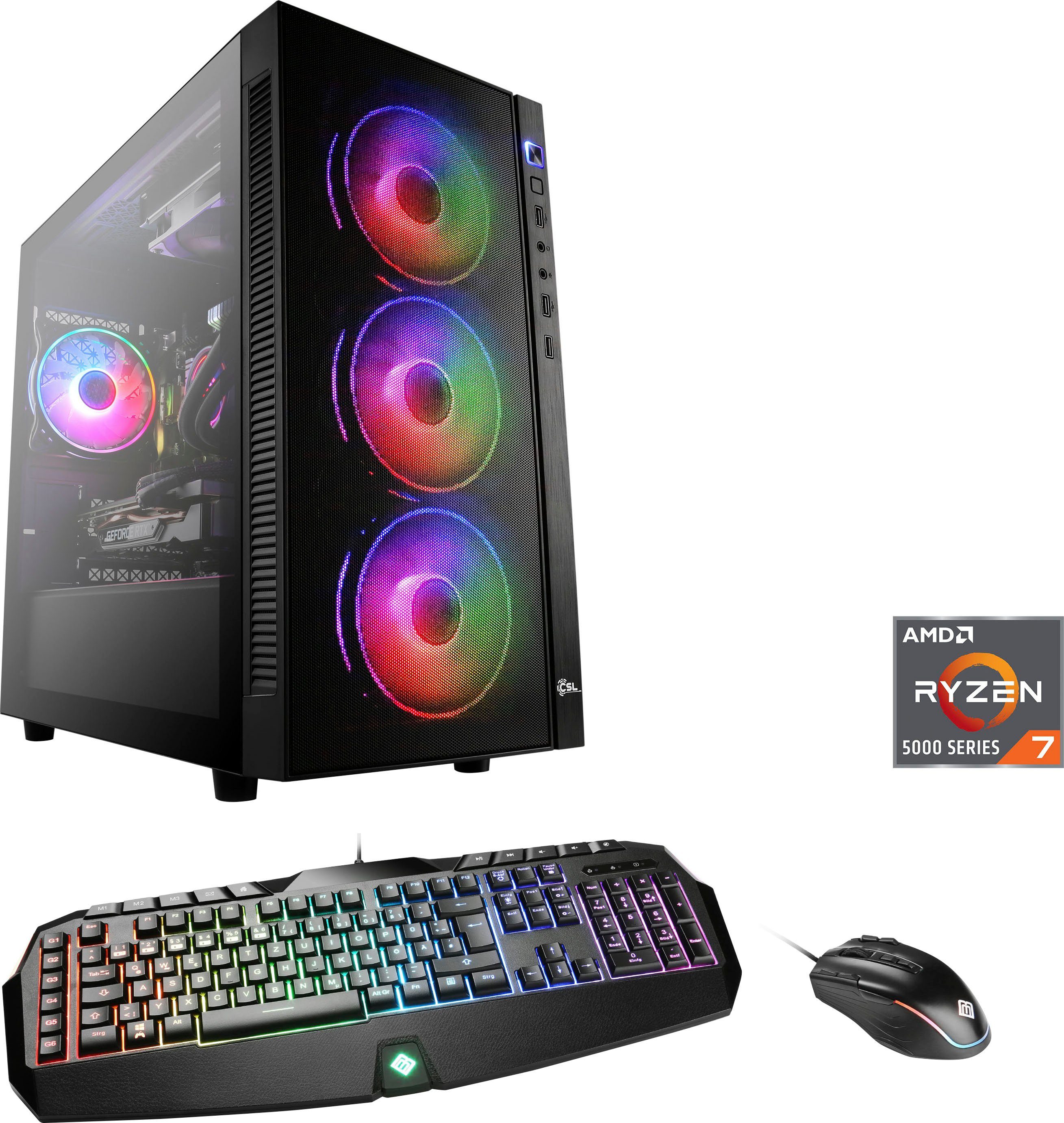 CSL HydroX V8513 Gaming-PC (AMD Ryzen 7 5800X, GeForce RTX 3060Ti, 16 GB RAM, 1000 GB SSD, Wasserkühlung)