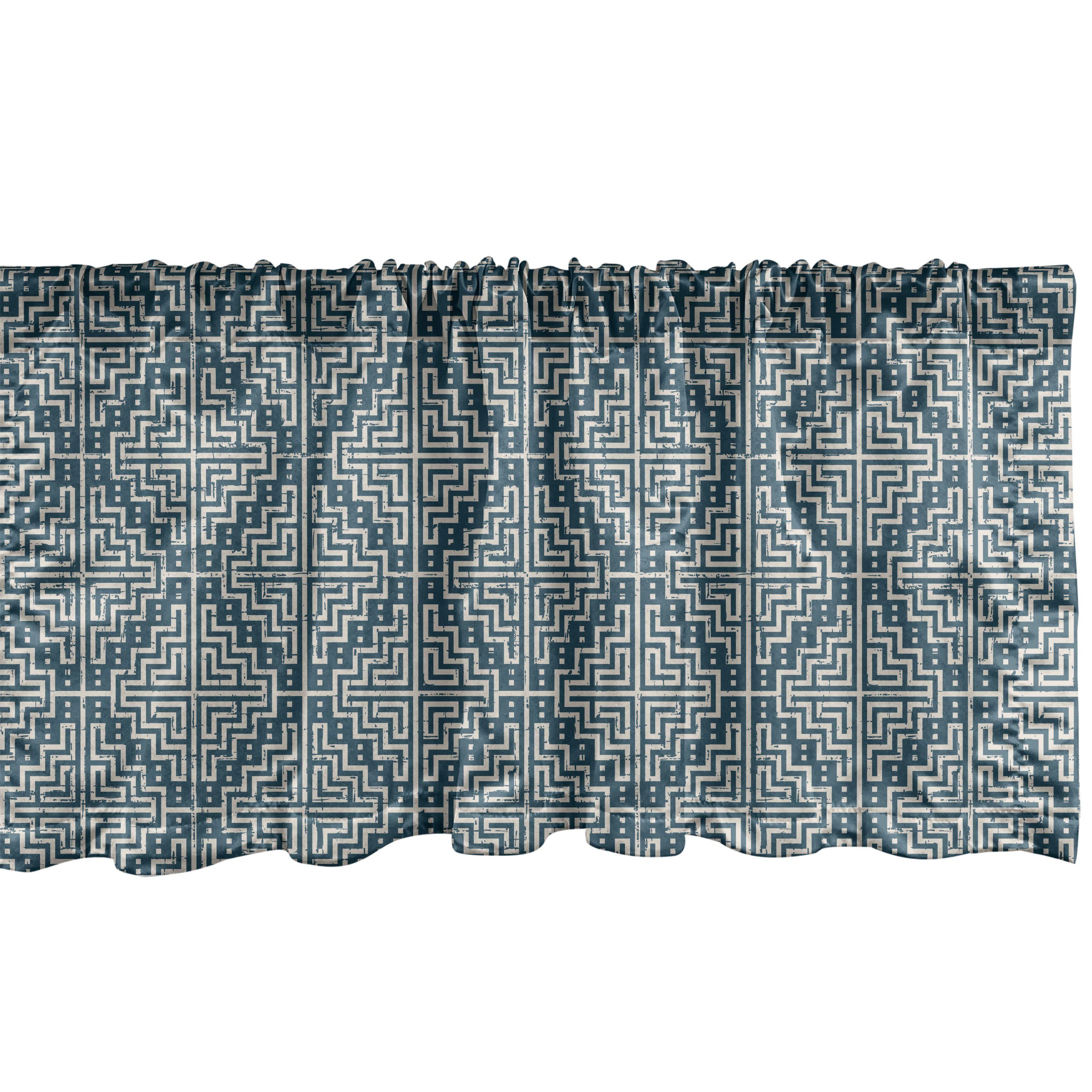 Scheibengardine Vorhang Volant für Küche Schlafzimmer Dekor mit Stangentasche, Abakuhaus, Microfaser, Abstrakt Labyrinth Art-Motiv-Kunst